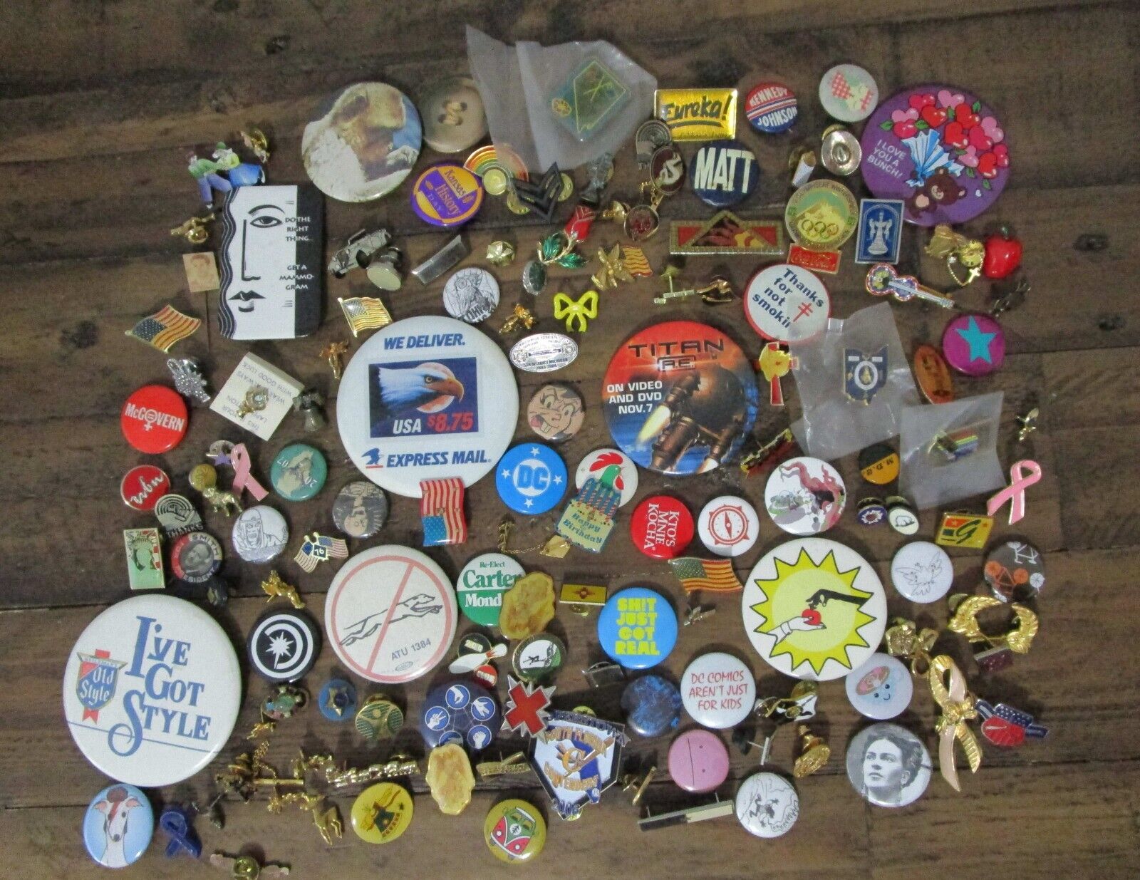 Large Lot Of Over 130 Pins Pinback Buttons