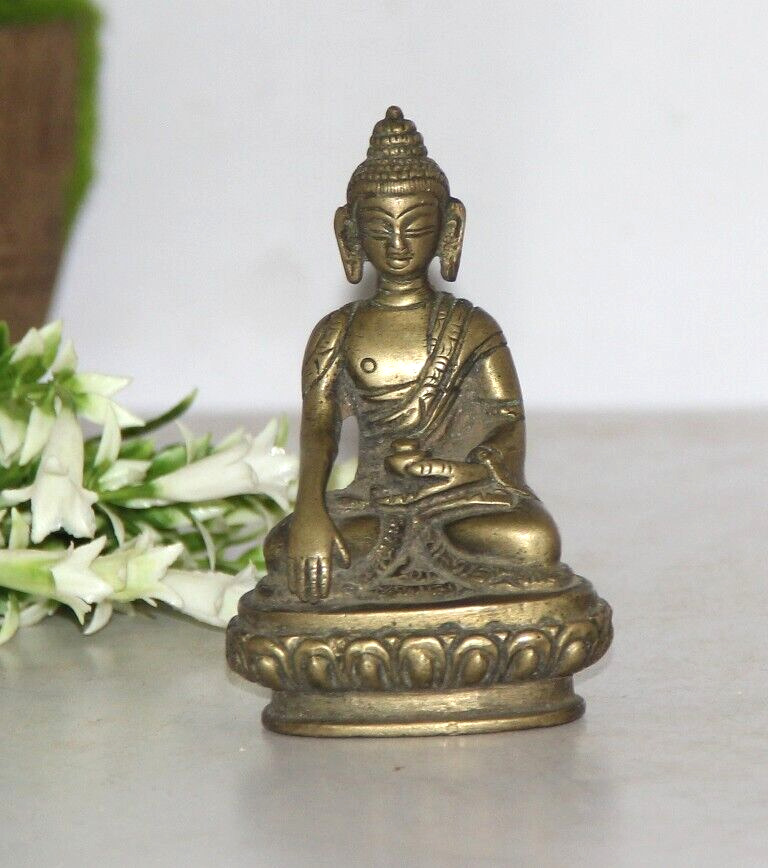 1930's Old Solid Brass Heavy Handcrafted Meditating BHUDDHA Figurine 5766