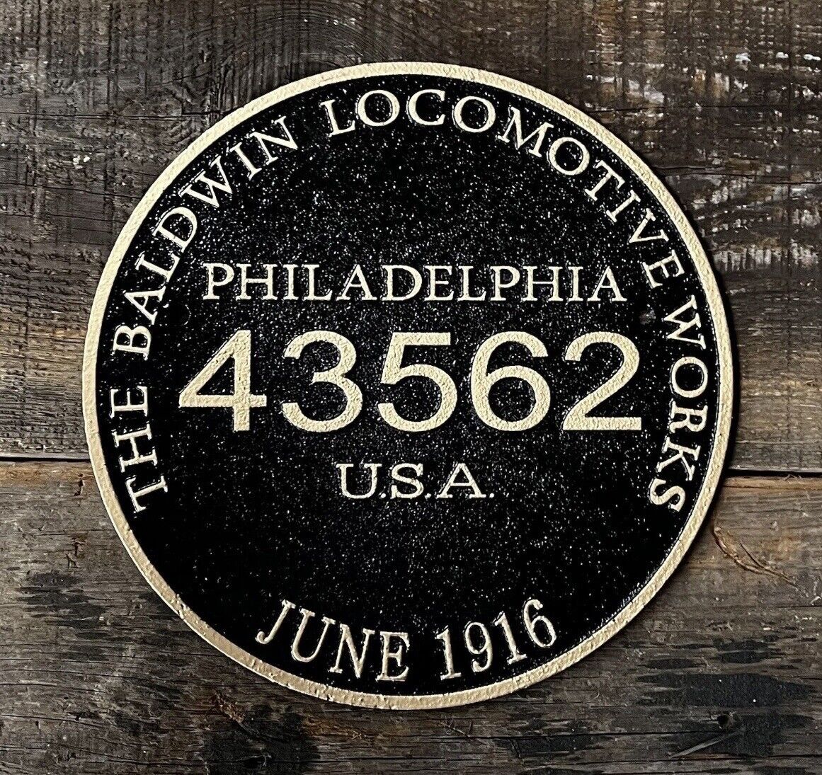 BALDWIN LOCOMOTIVE WORKS, Philadelphia 43562, 1916 Cast Iron Plaque Sign