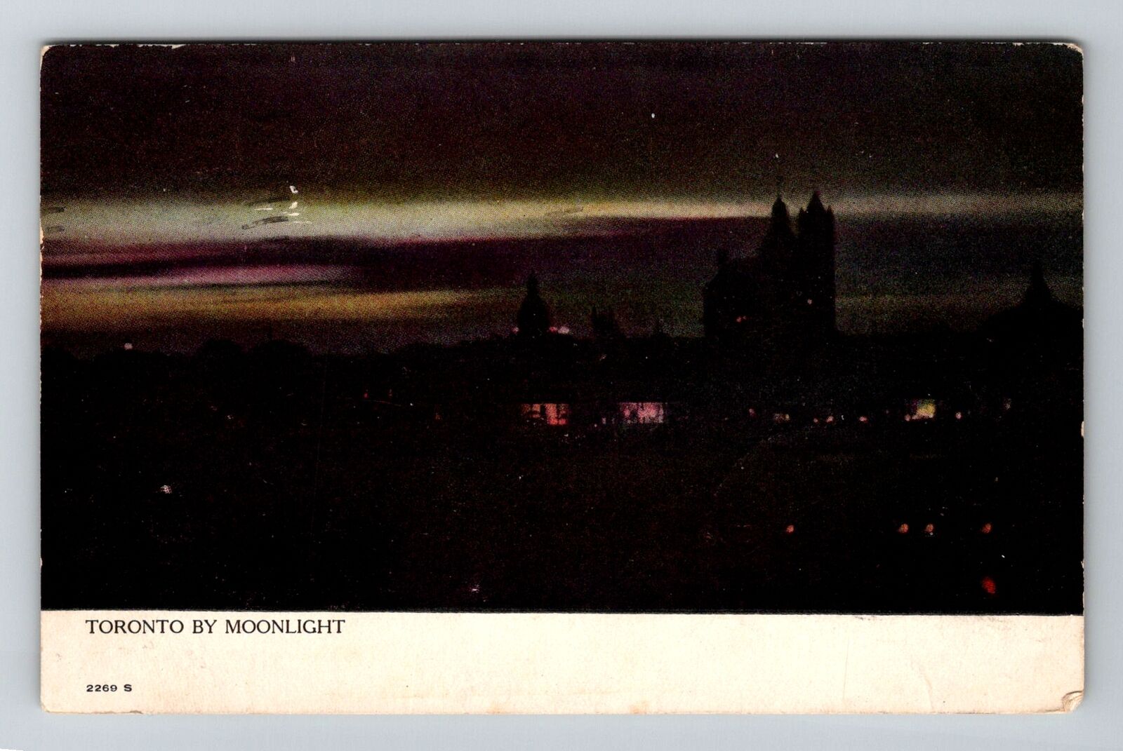 Toronto, Ontario, View Of City By Moonlight Antique c1906, Vintage Postcard