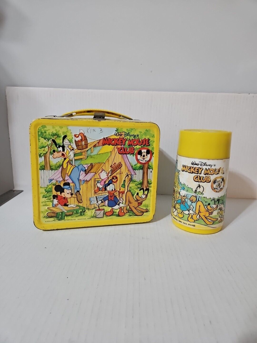 Vintage 70's Walt Disney Mickey Mouse Club Metal Lunchbox /Thermos Has Scratches