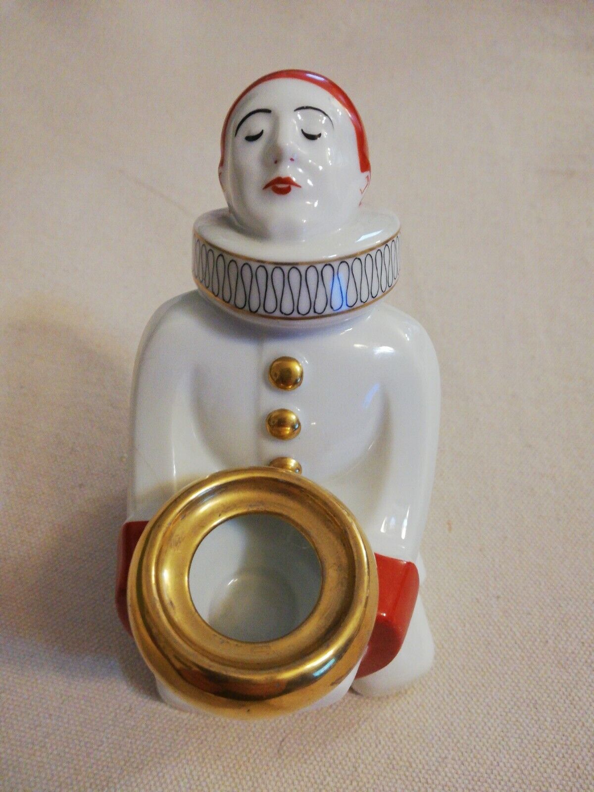 French Art Deco Robj Porcelain Pierrot Candleholder
