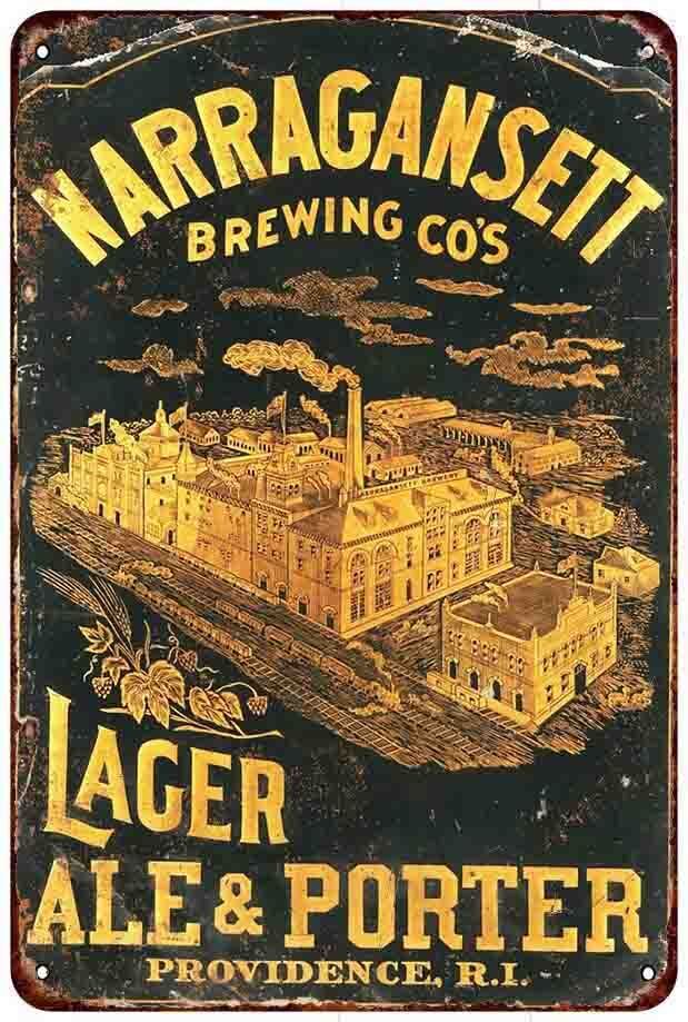 Narragansett Lager Ale & Porter Vintage look Reproduction metal sign wall art