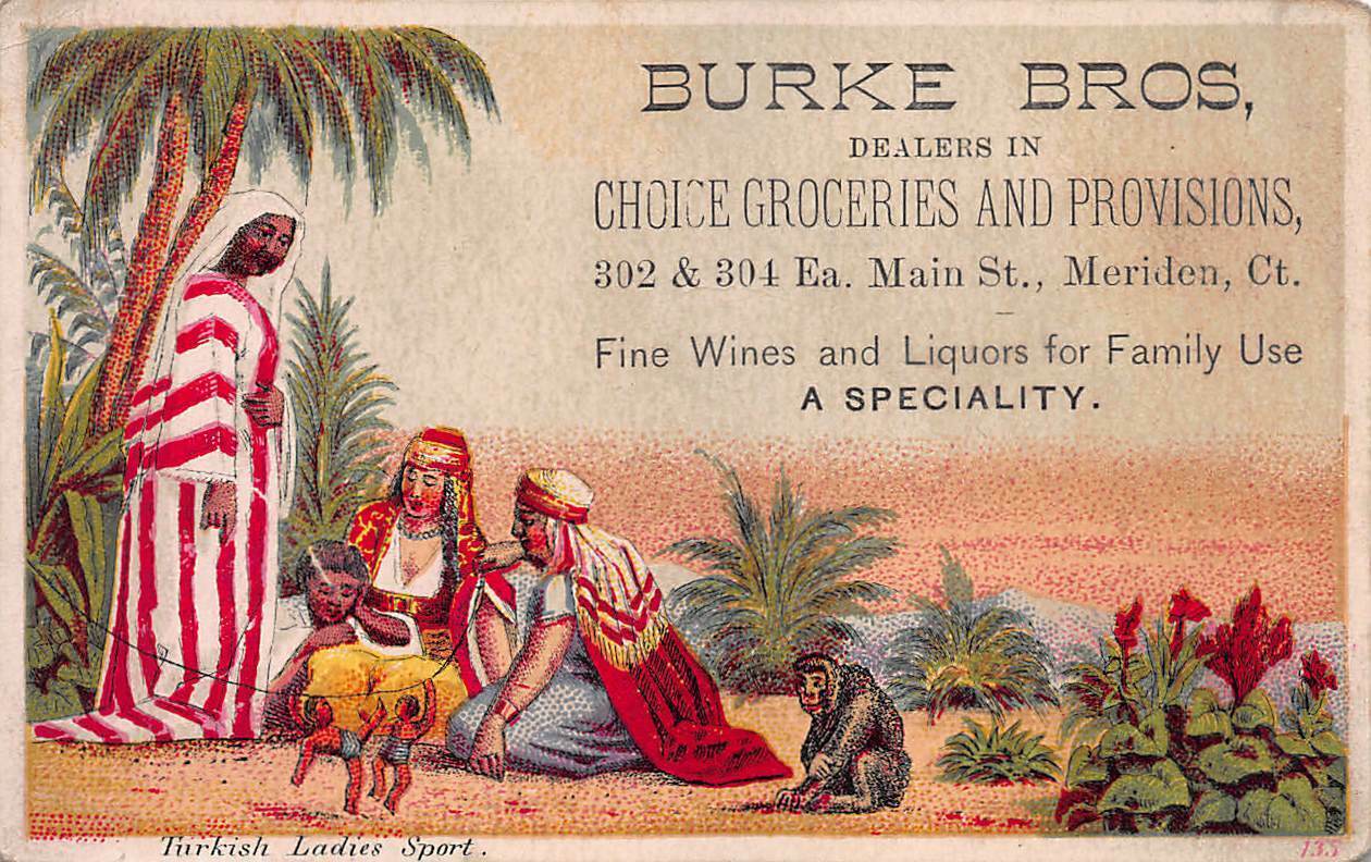 Burke Bros. Groceries & Provisions, Early Trade Card, Size: 68 mm x 108 mm