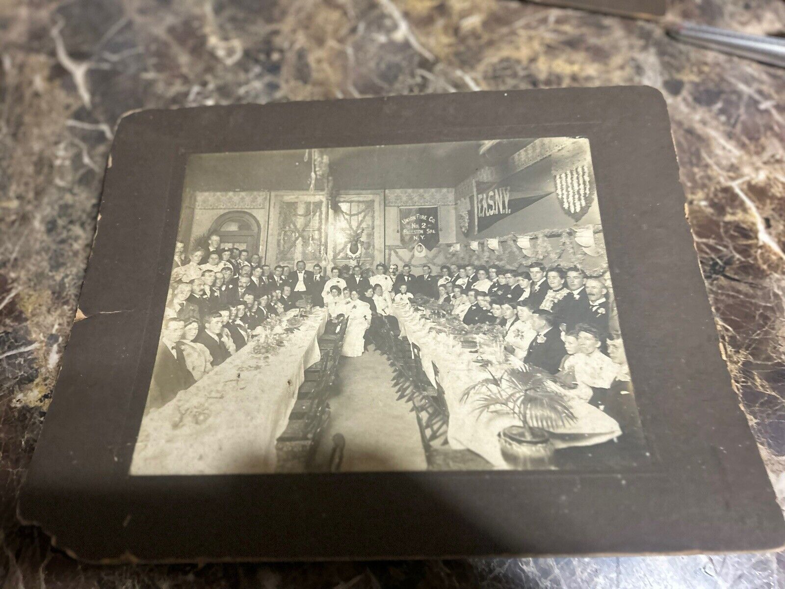 Original 1905 Union Fire Co No 2 Ballston Spa NY FASNY Banquet Photo