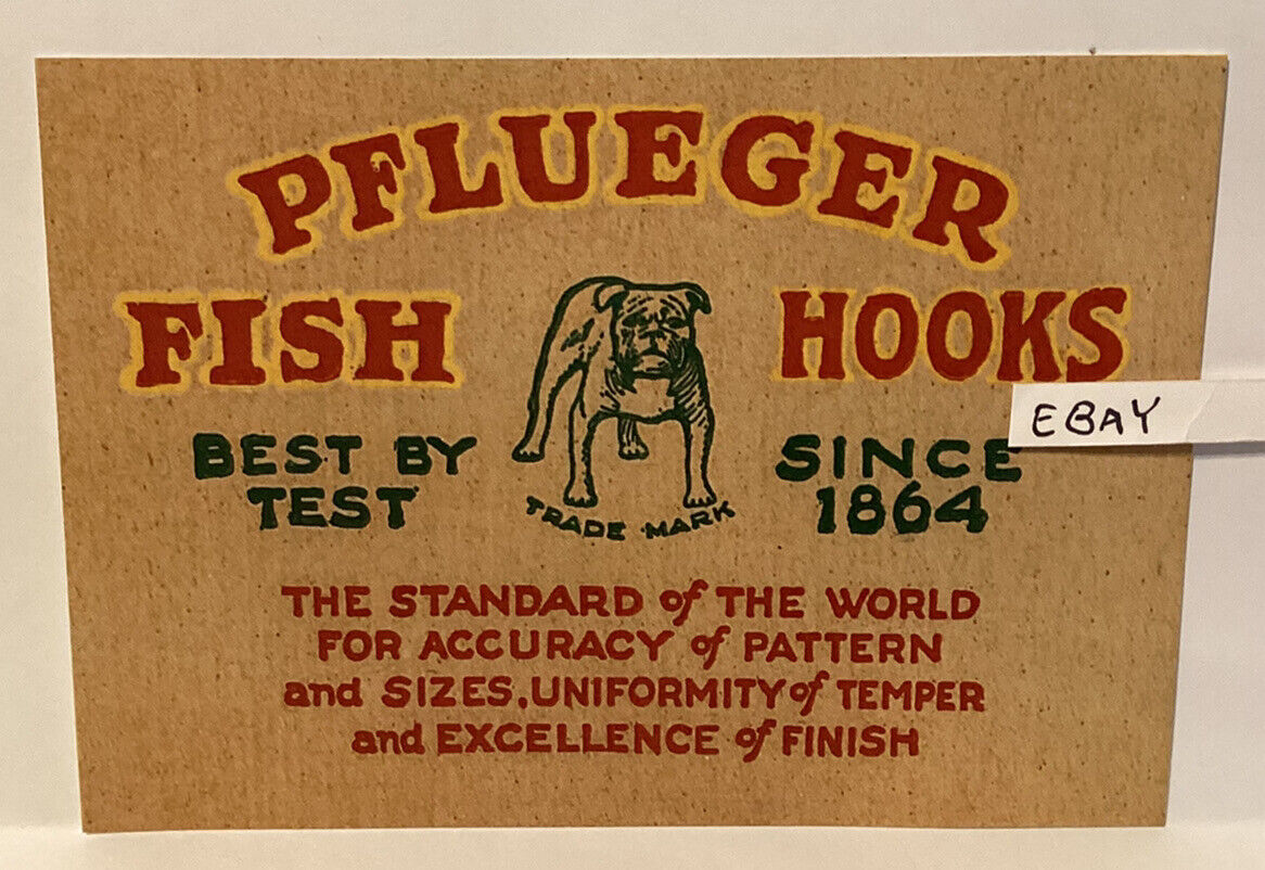 SINCE 1864 PFLUEGER FISH HOOKS BULL DOG FISHING EARLY ADVERTISING NEW POSTCARD
