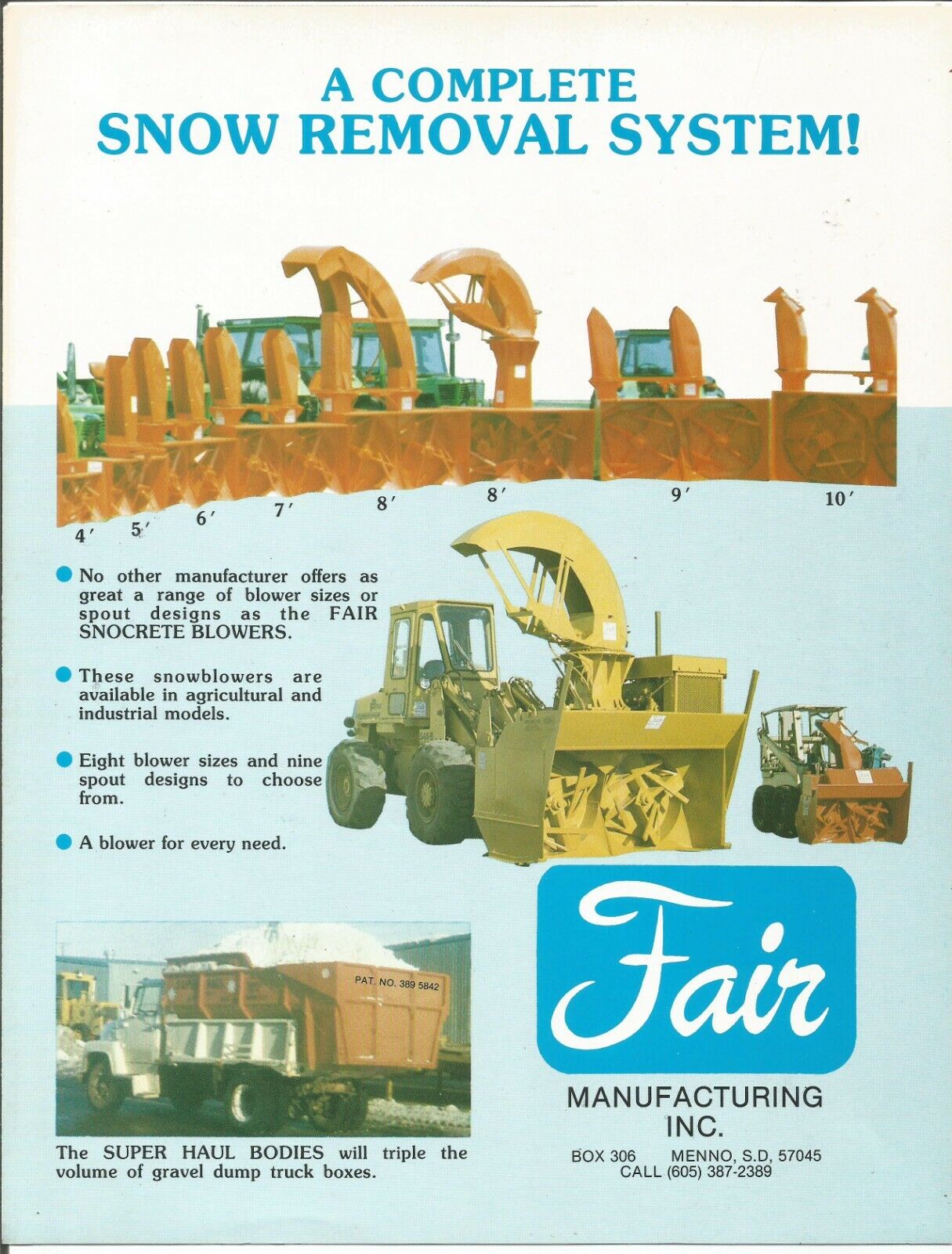 Original OE OEM Fair Snow Removal System Dealer Sales Brochure copyright 1983