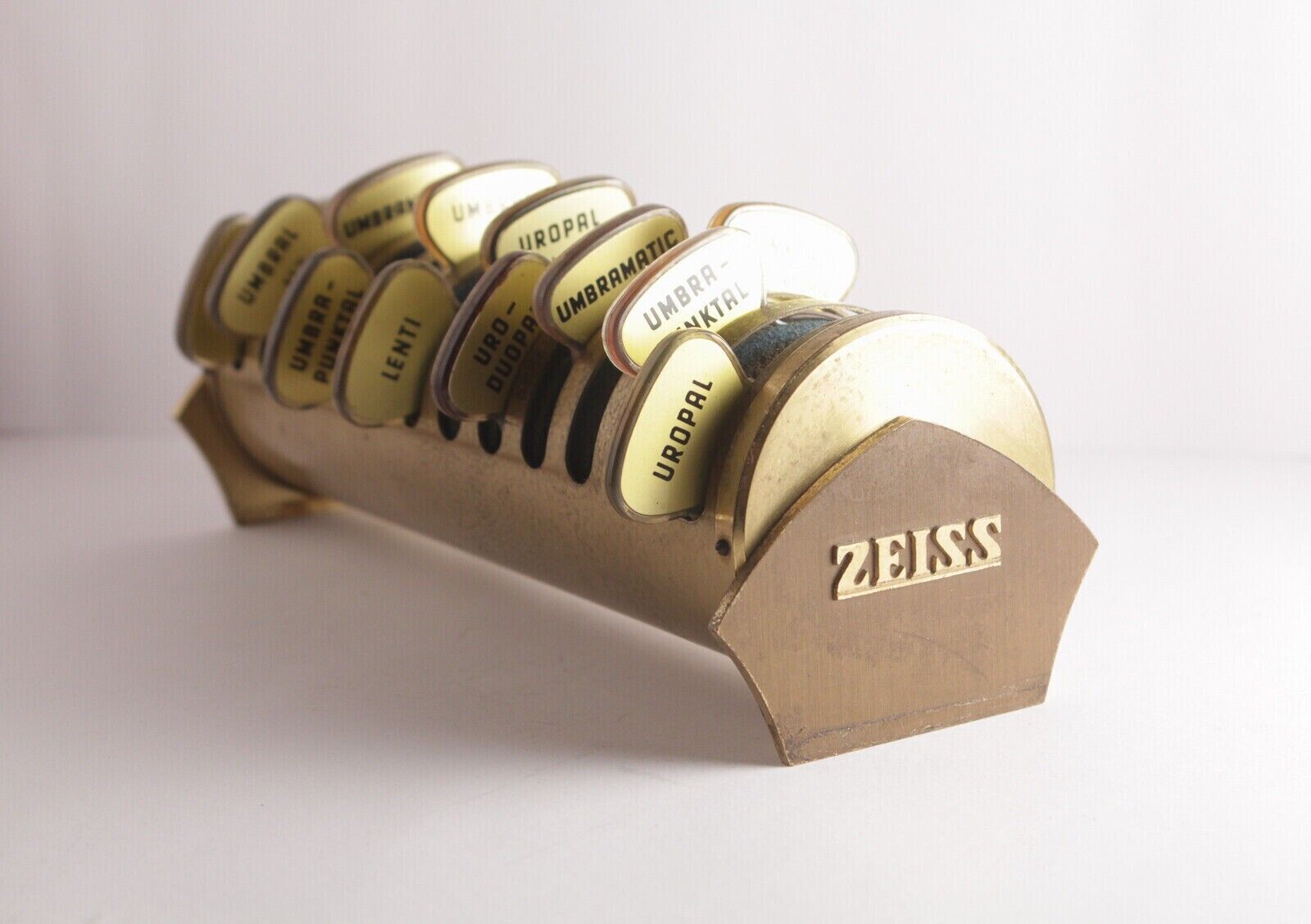 rare brass ZEISS Vintage Lenses Display Eyeglasses Umbral Optic Store brass