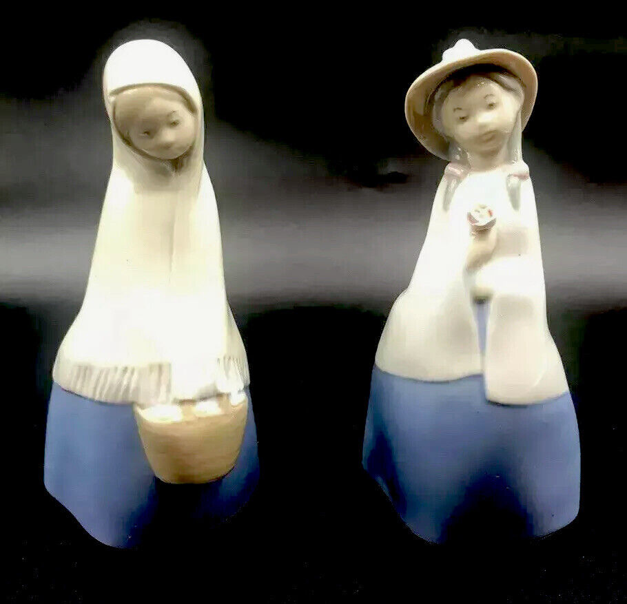 RARE Vintage REX VALENCIA SPAIN Pair Of Ladies Figurines Porcelain