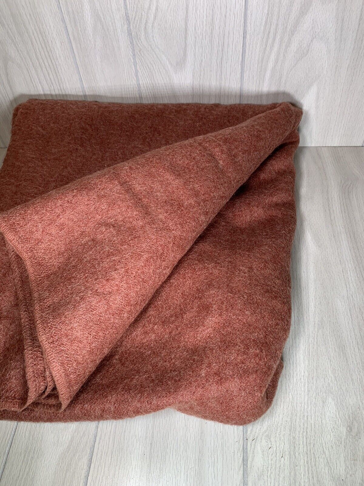 VTG Kenwood Ramcrest Wool Blanket Rust Color 86x74 Twin Size