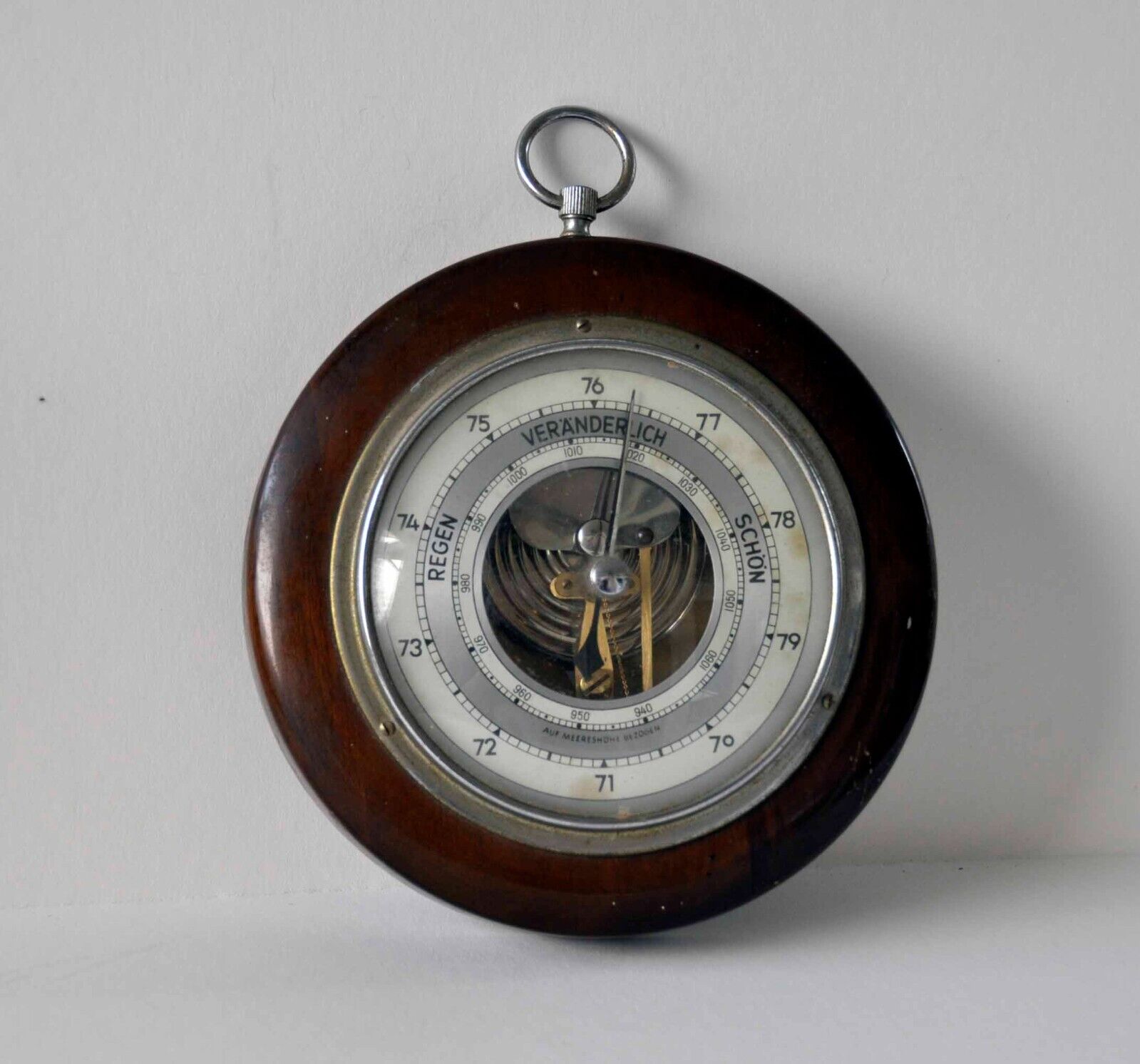 Vintage German Barometer Regen Veranderlich Schon 6” round