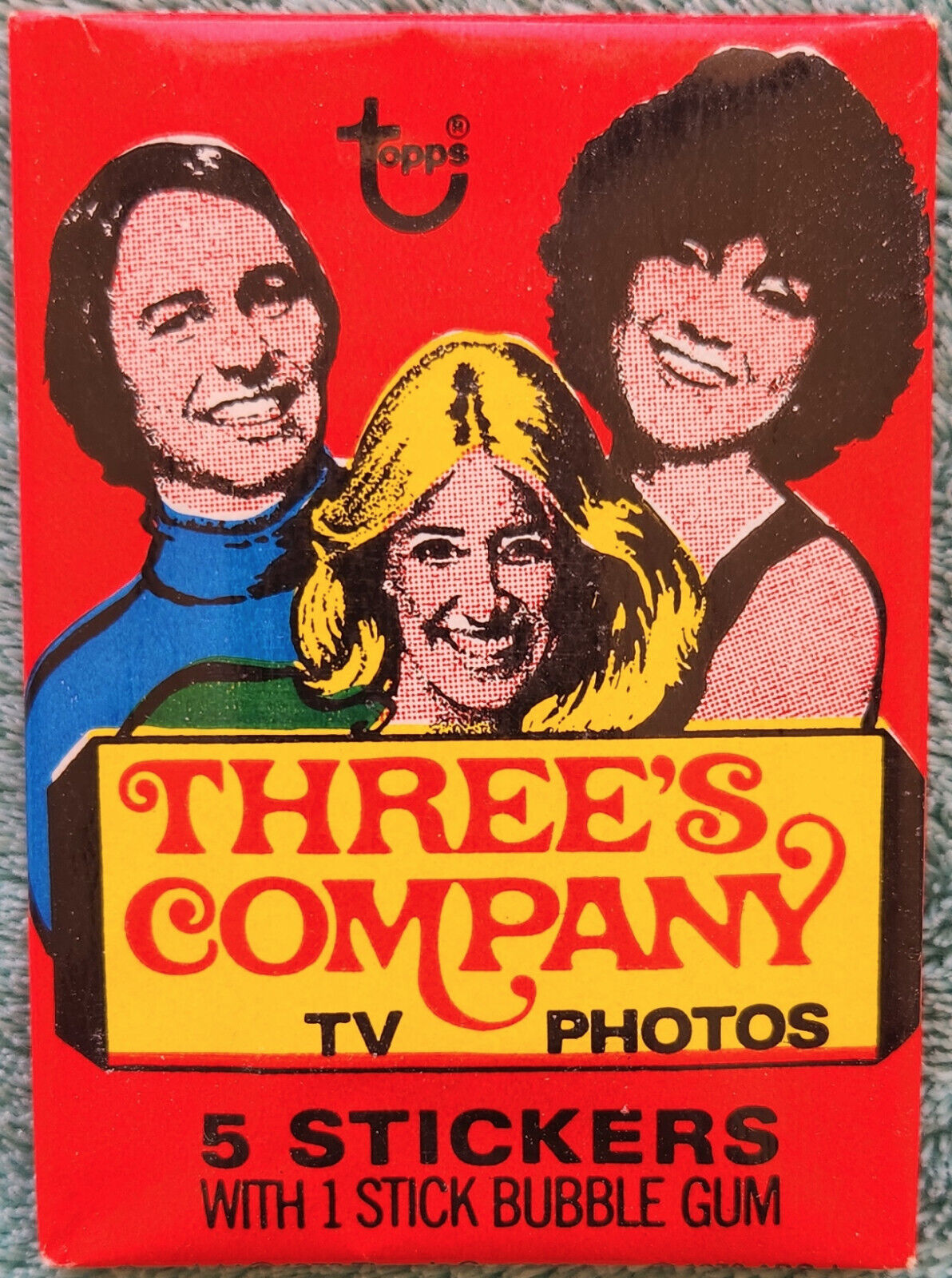 Three's Company 1978 Topps Sealed Pack Of 5 Sticker Cards Jack, Janet & Chrissy