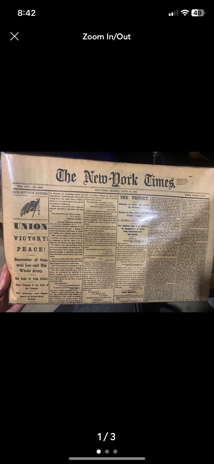 Vintage antique 1800’s civil war newspapers