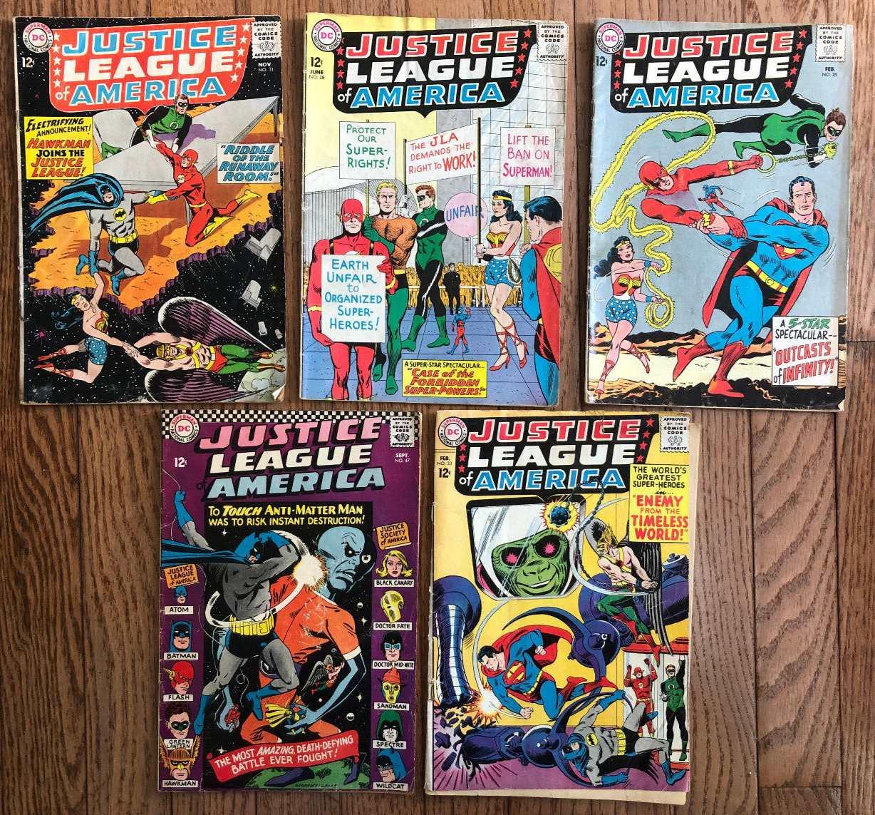 DC Comics Justice League of America lot - 25 28 31 33 47 - silver age 1964 -1967