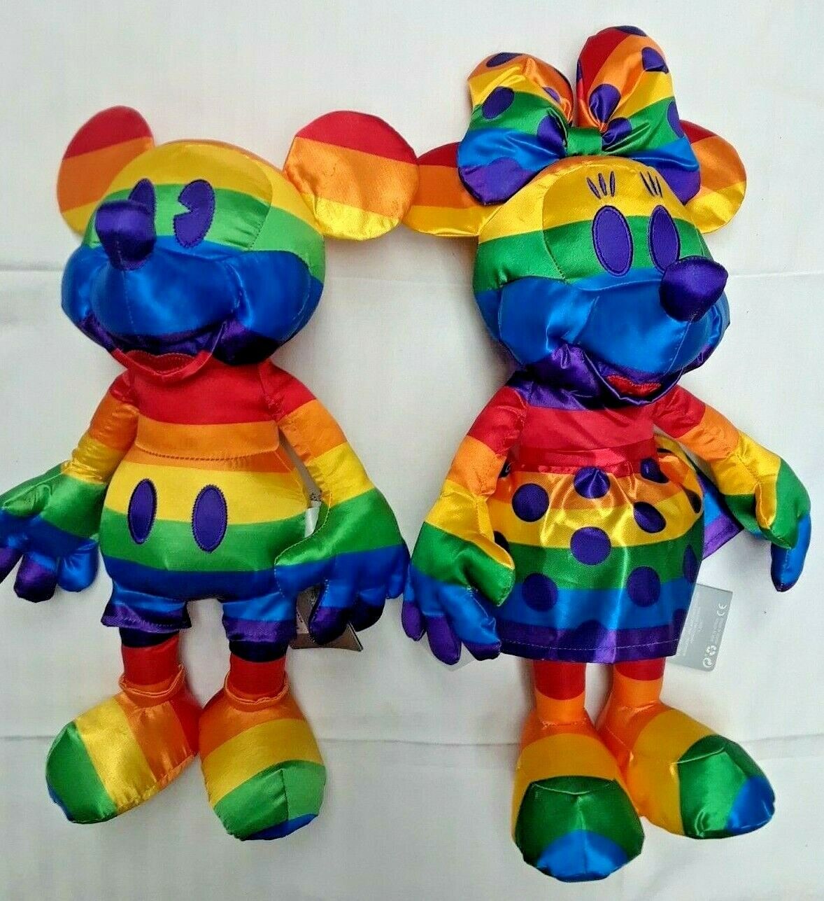 DISNEY STORE Authentic MICKEY & MINNIE MOUSE Rainbow Collection Plush 2pcs *New