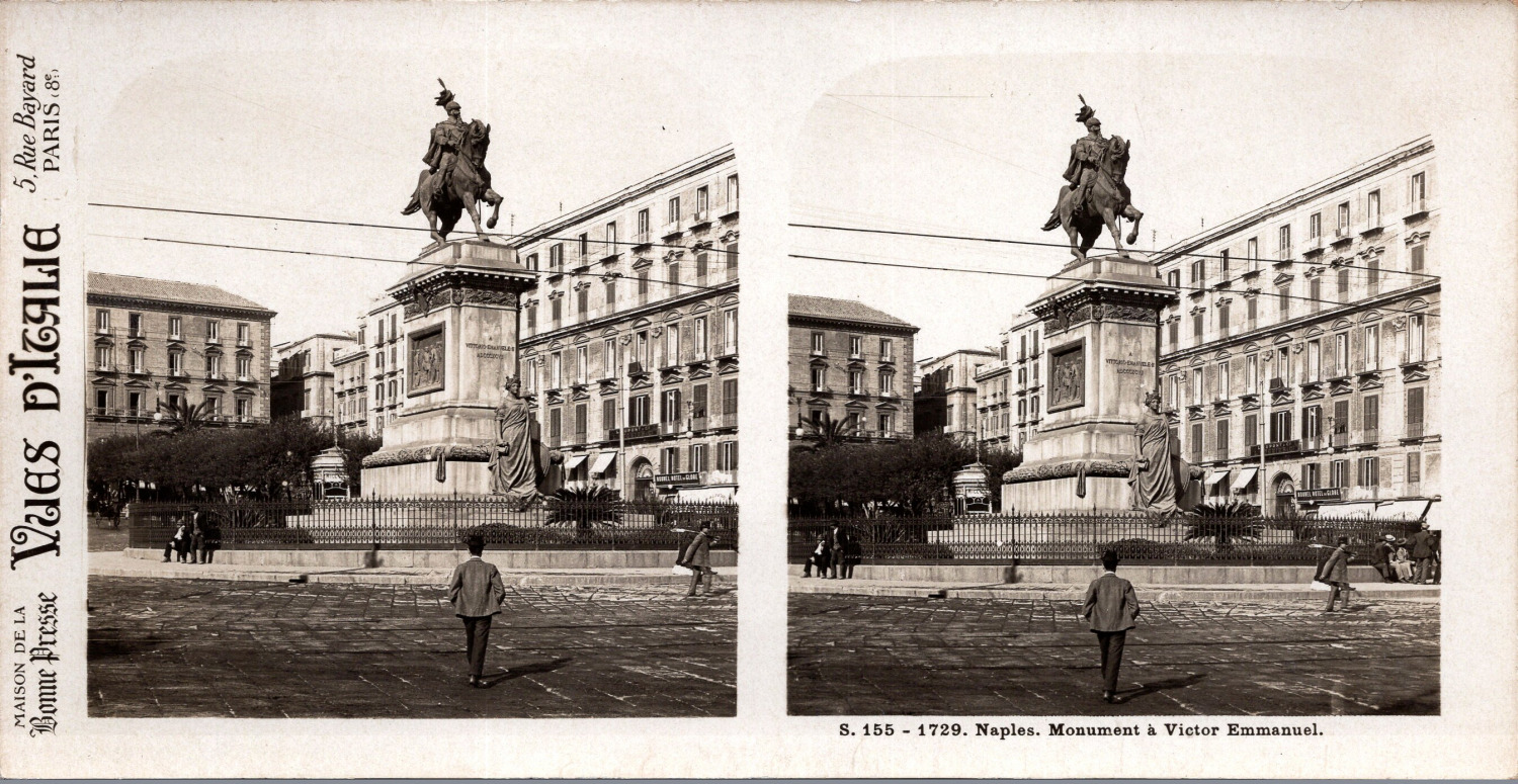 Italy, Naples, Monument to Victor Emmanuel, Vintage Print, ca.1910, Stereo Tirag
