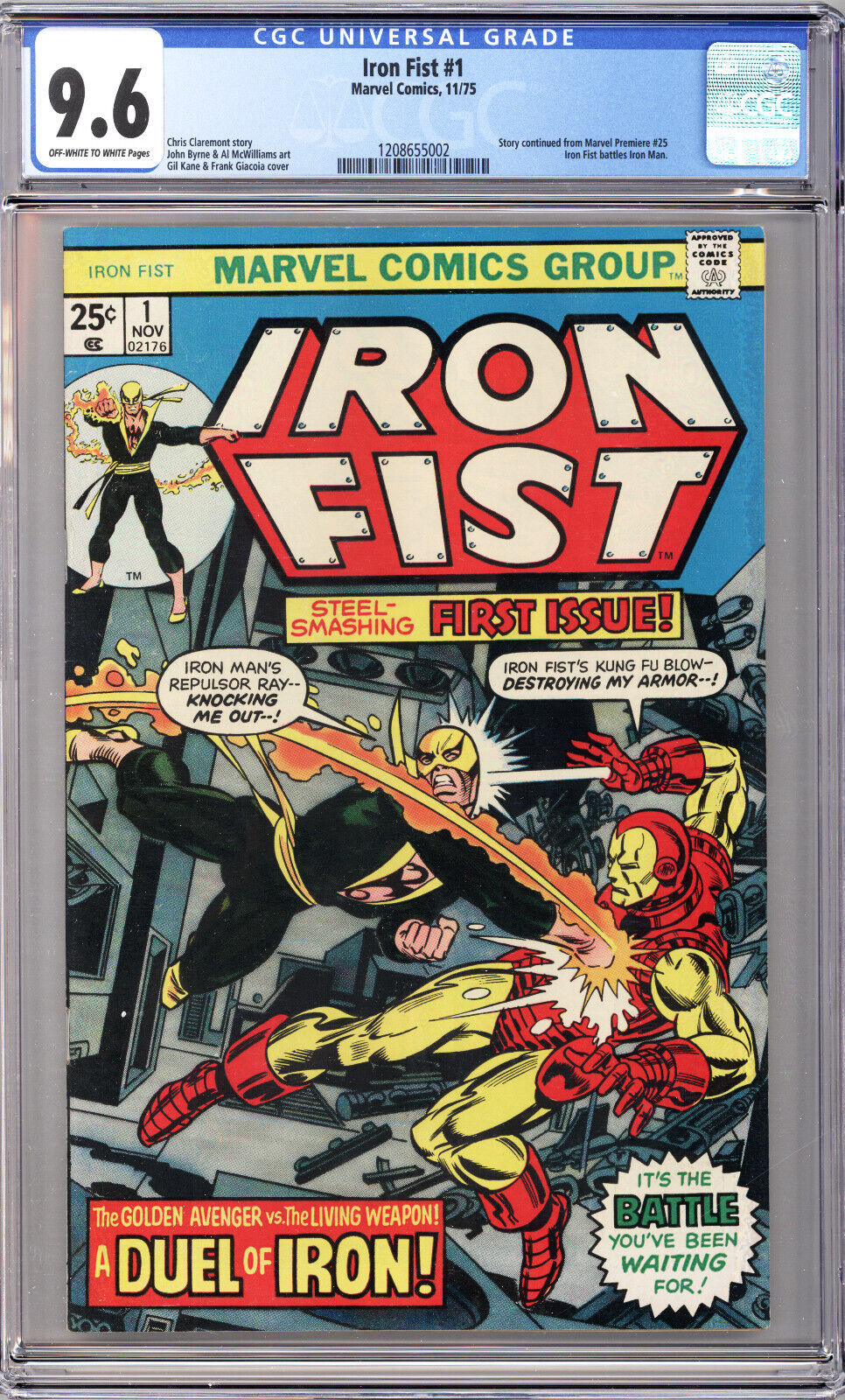 IRON FIST #1 CGC 9.6 NM+ Bronze Age Marvel Comics BYRNE Gil Kane Iron Man cover