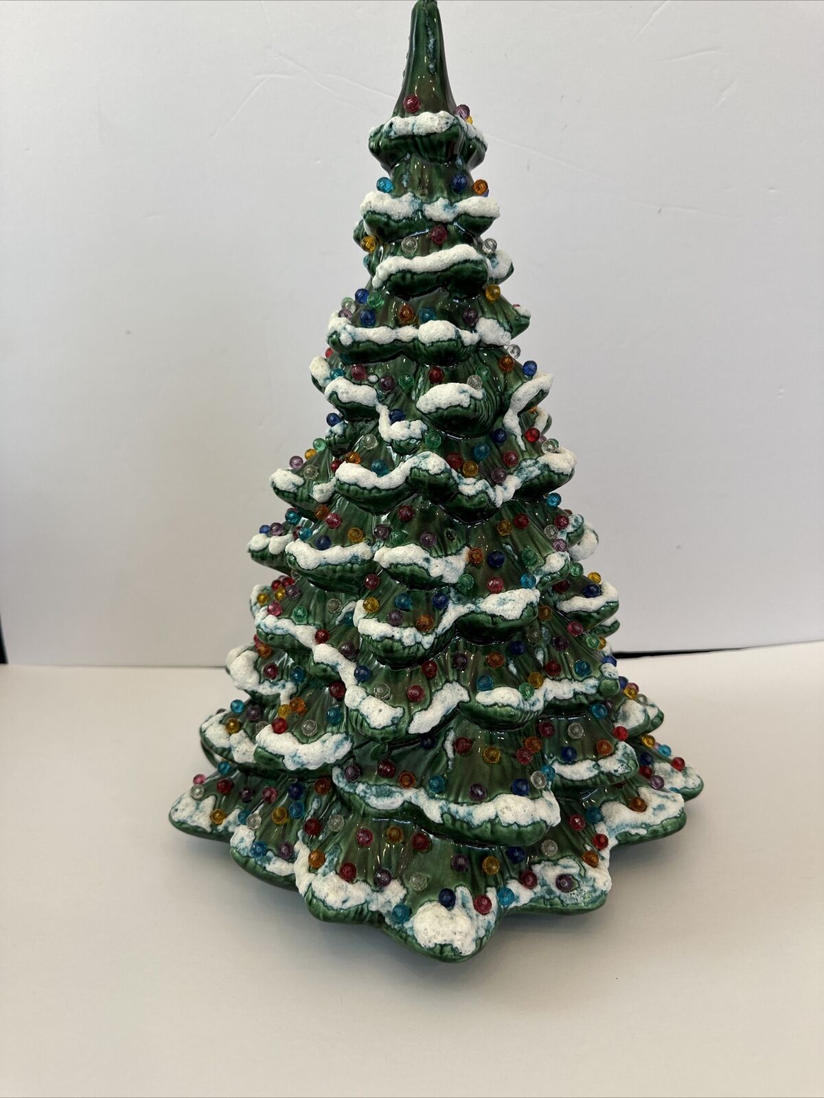 Vintage Large 18” Lighted Ceramic Christmas Tree No Base Missing Some Lights