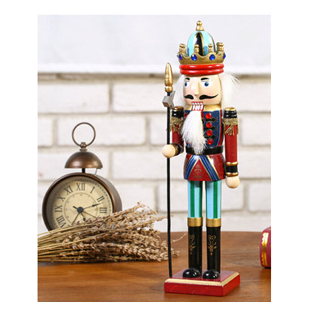 MagiDeal 30cm Wood Nutcracker Soldier Figures Model Xmas Home Ornament Gift