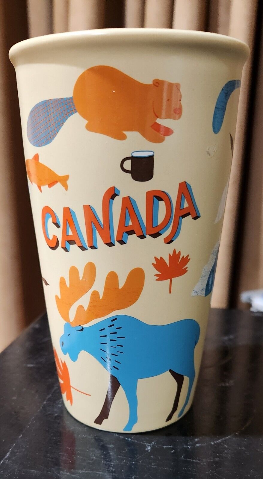 Starbucks 2017 Canada Ceramic Coffee 12 oz Travel Mug Moose Beaver Maple Leaf