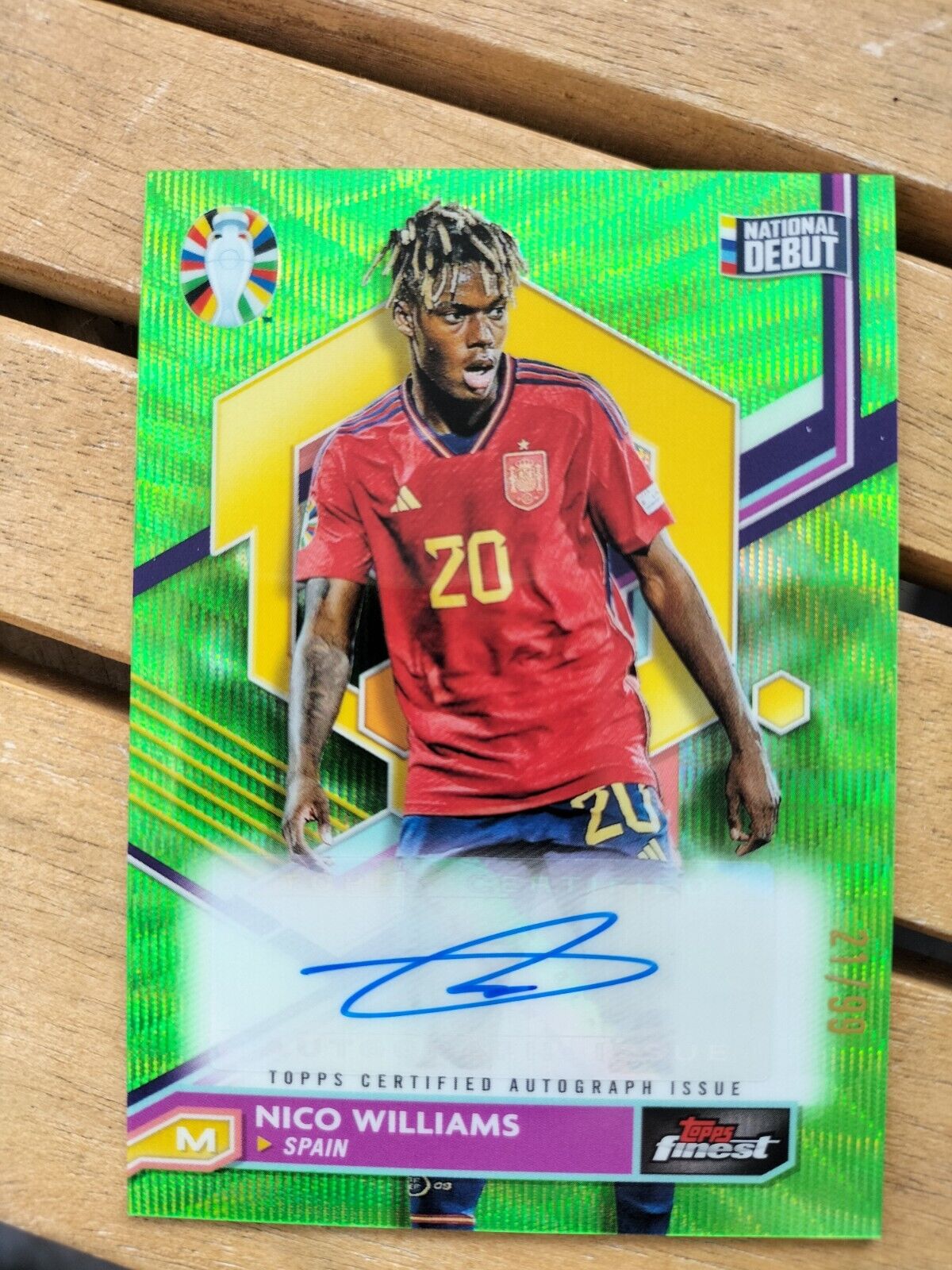 2023-24 Topps Finest Euro Cup Soccer Green Wave 21/99 Auto-Nico Williams Spain