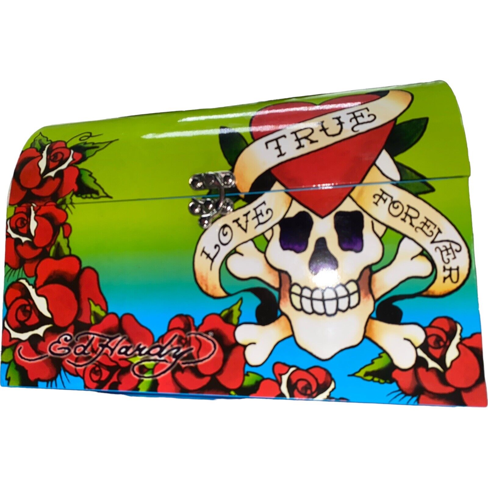 Skull Box Purse Ed Hardy Tote Lunchbox True Love Forever Lisa Frank skull heart