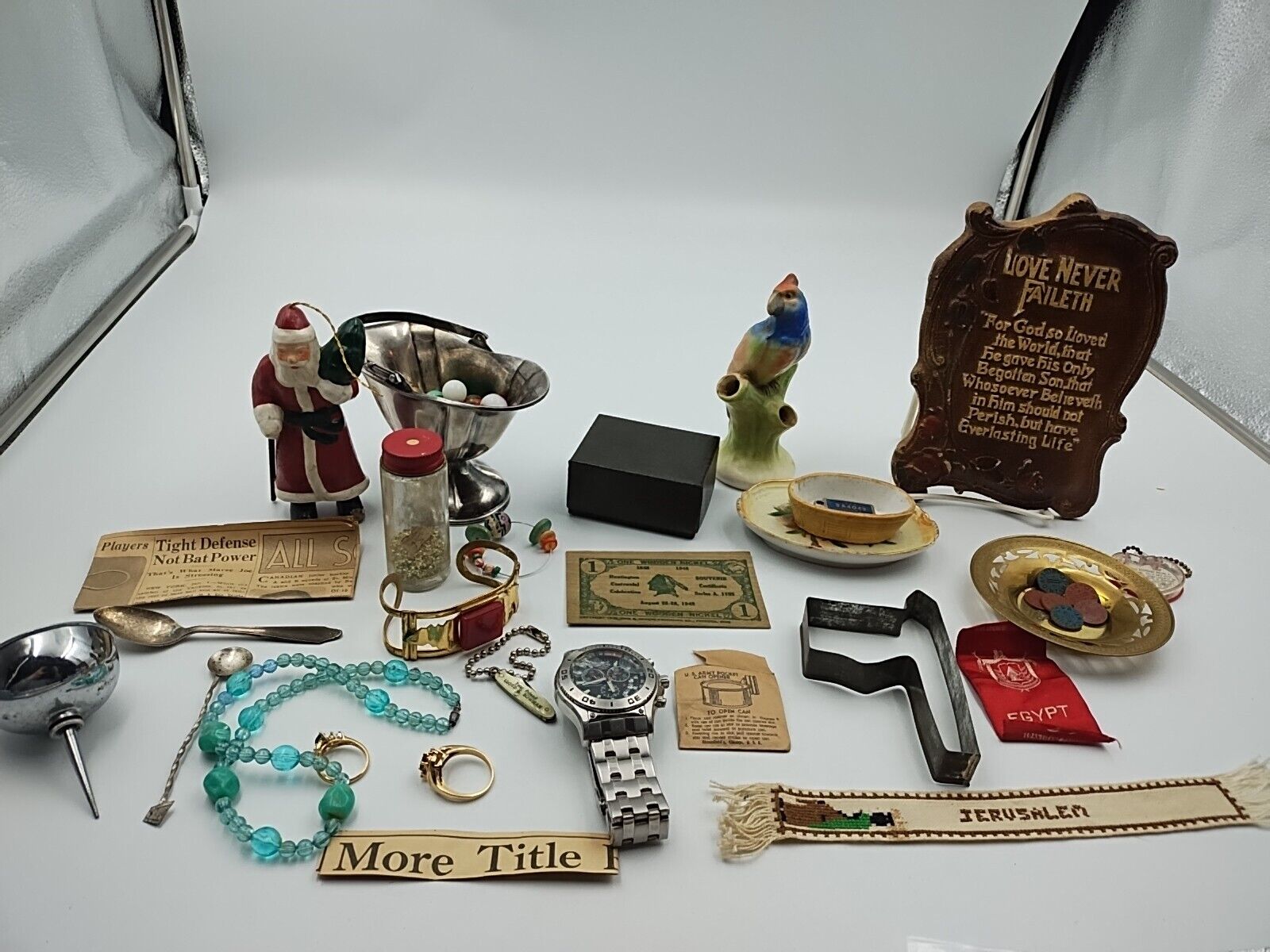 Vintage Junk Drawer Bulk Lot Marbles, Spoons, And More
