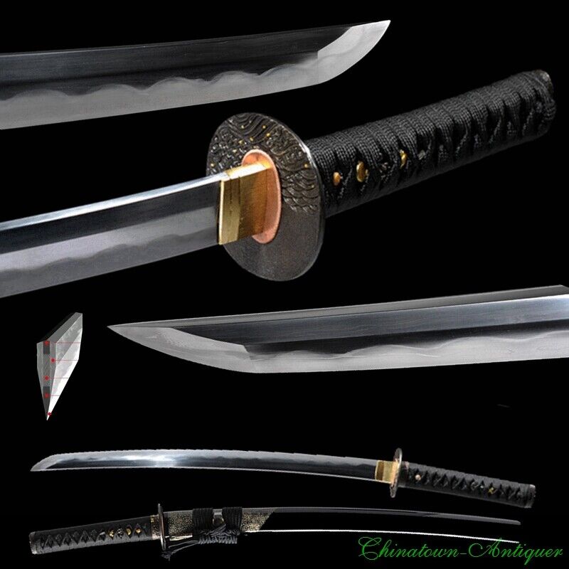 Handmade Japanese Wakizashi Sword Clay Tempered Shihozume Folded Steel #1288