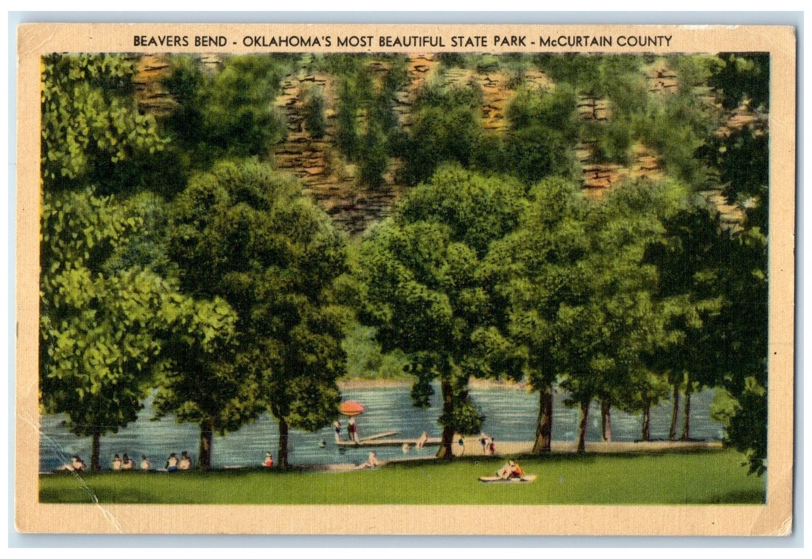 1954 Beavers Bend Oklahoma's Beautiful State Park McCurtain County OK Postcard