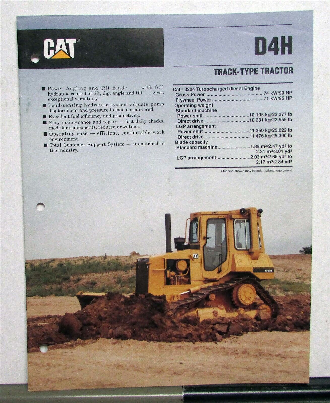 1989 Caterpillar D4H Track Style Tractor Specs Construction Sale Folder