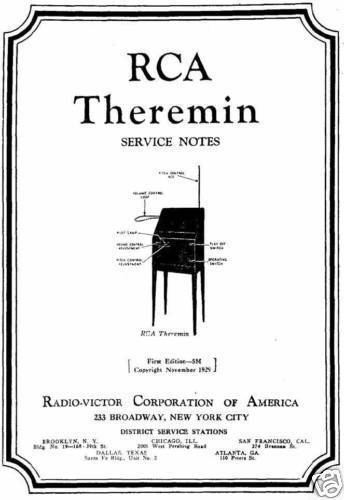 RCA Theremin Schematic & Service Notes 1930's Vintage CD ROM