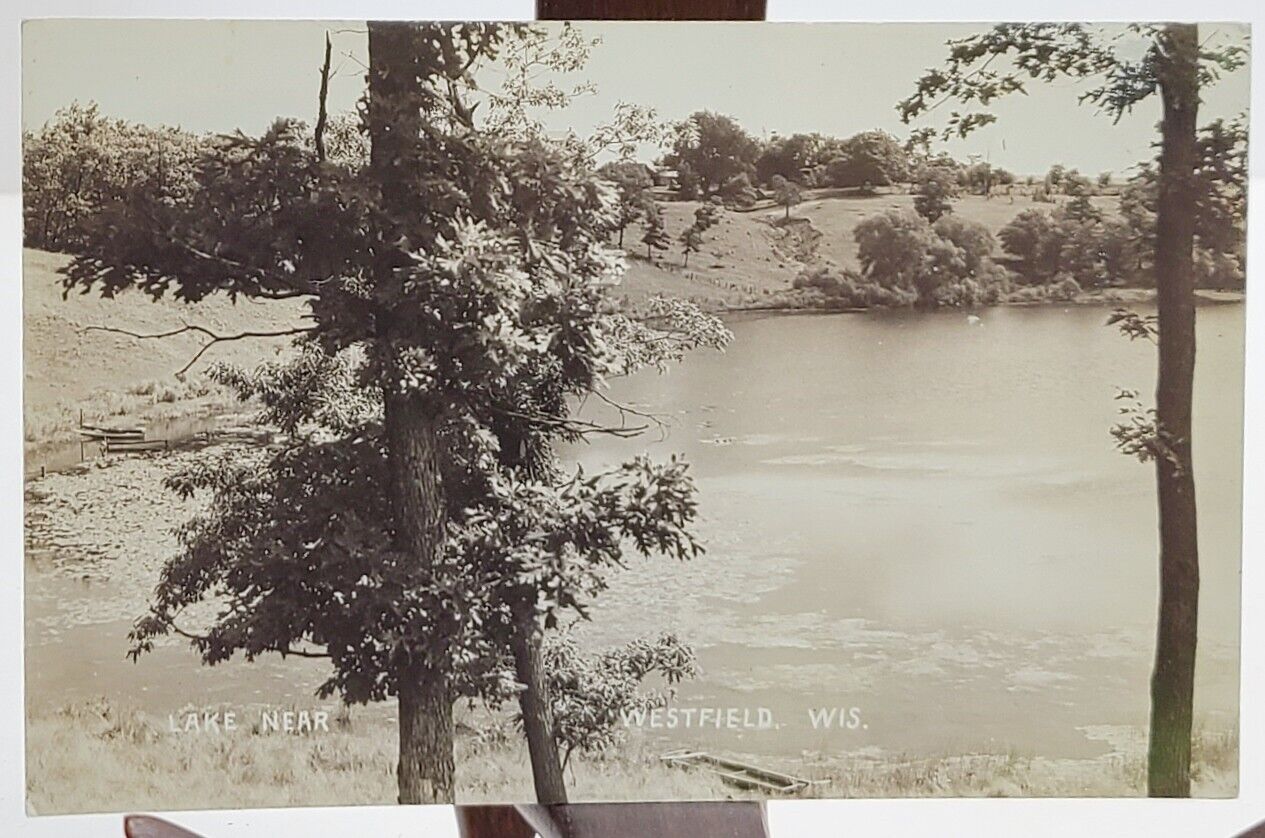 Westfield Wisconsin Vintage Real Photo Postcard Nearby Lake