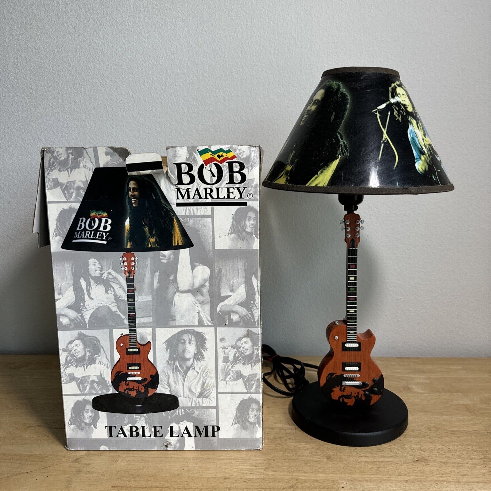 Bob Marley Guitar Lamp w/Bob Marley Lamp Shade 20in