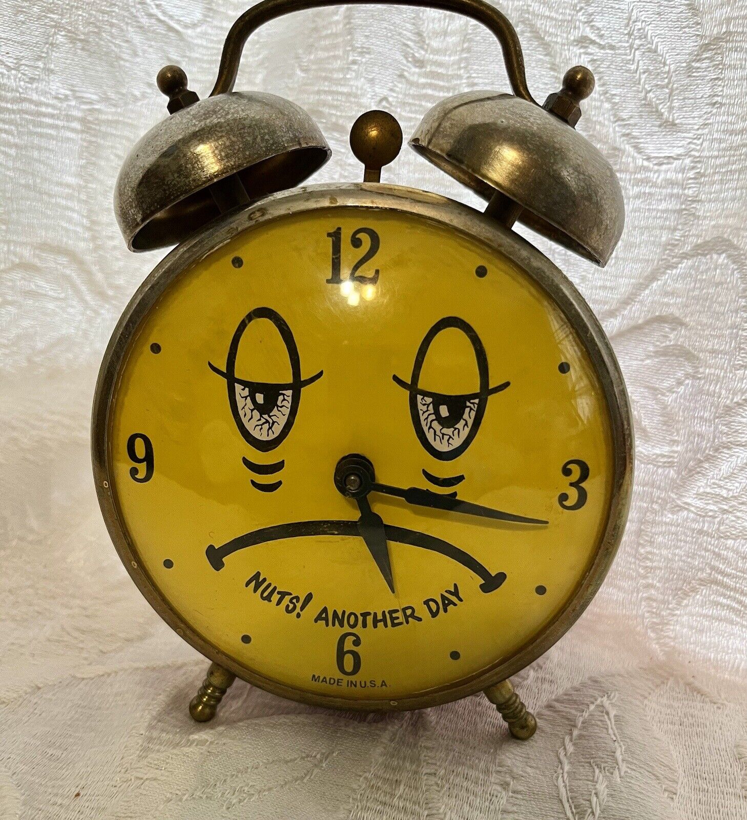 Vintage Robert Shaw Lux Time Nuts Another Day 2 Bell Metal Alarm Clock