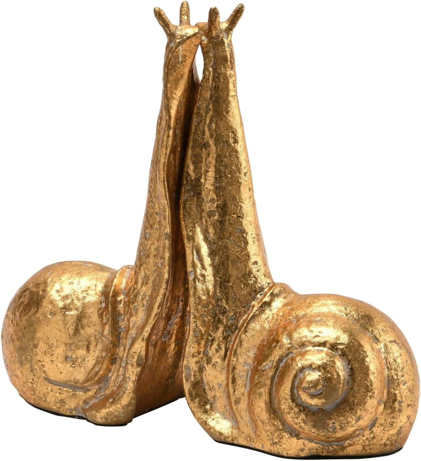 Decorative Distressed Cast Metal Snail Bookends, Gold, Set of 2
