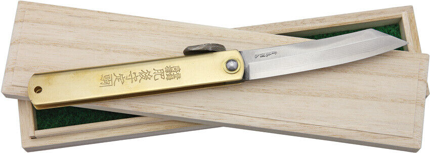 Higonokami Knives Damascus Brass Folding Pocket Knife Steel Blade GO17