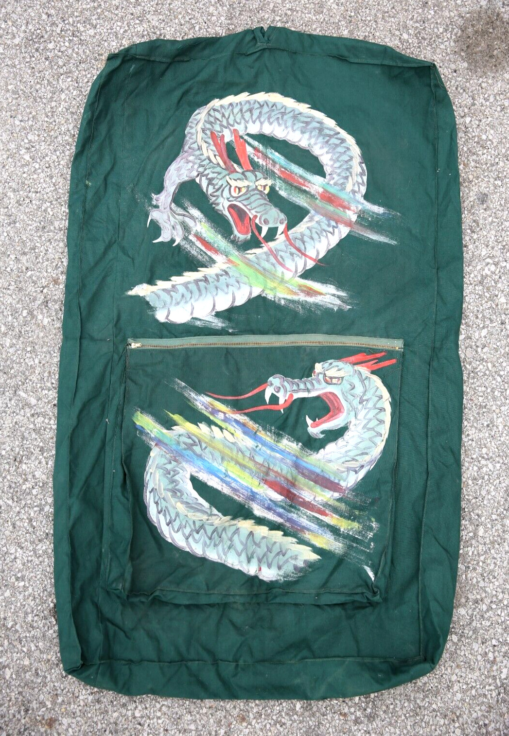Vintage Military Garment Bag duffle USMC Clothes Carrier Dragon Artwork Original