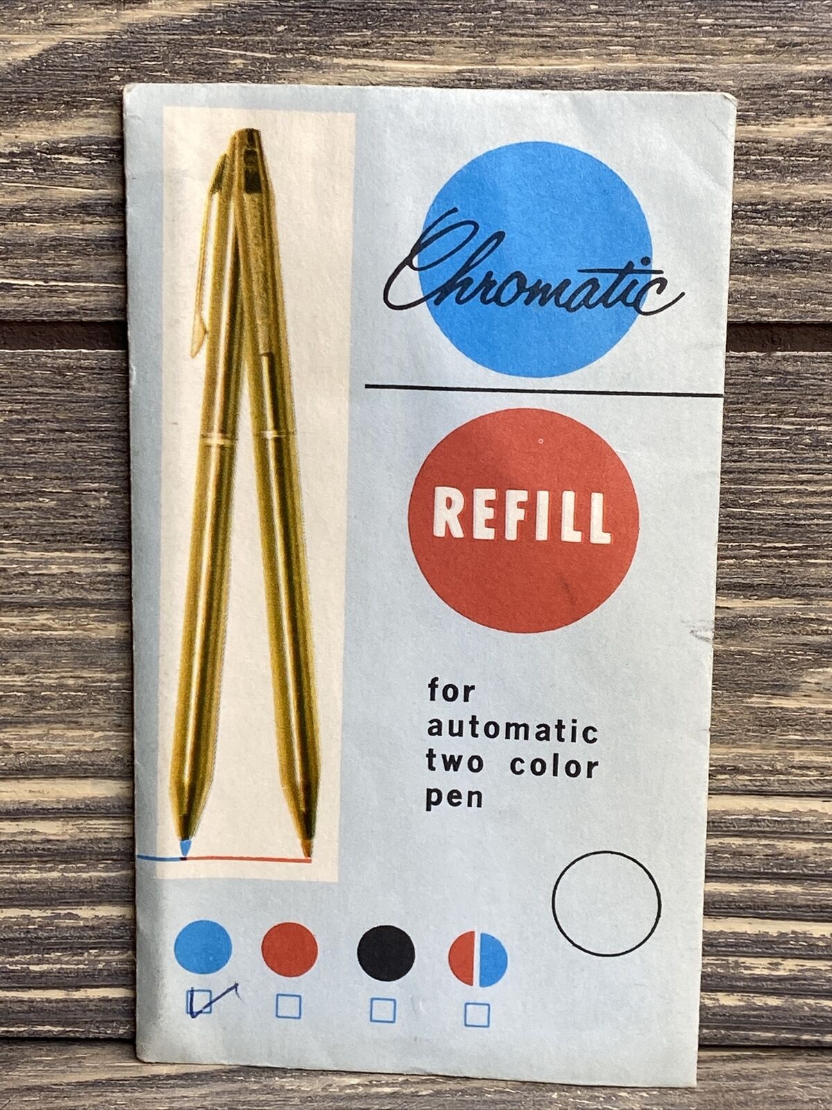 Vintage Chromatic Refill For Automatic Rwo Color Pen Blue Ink A1