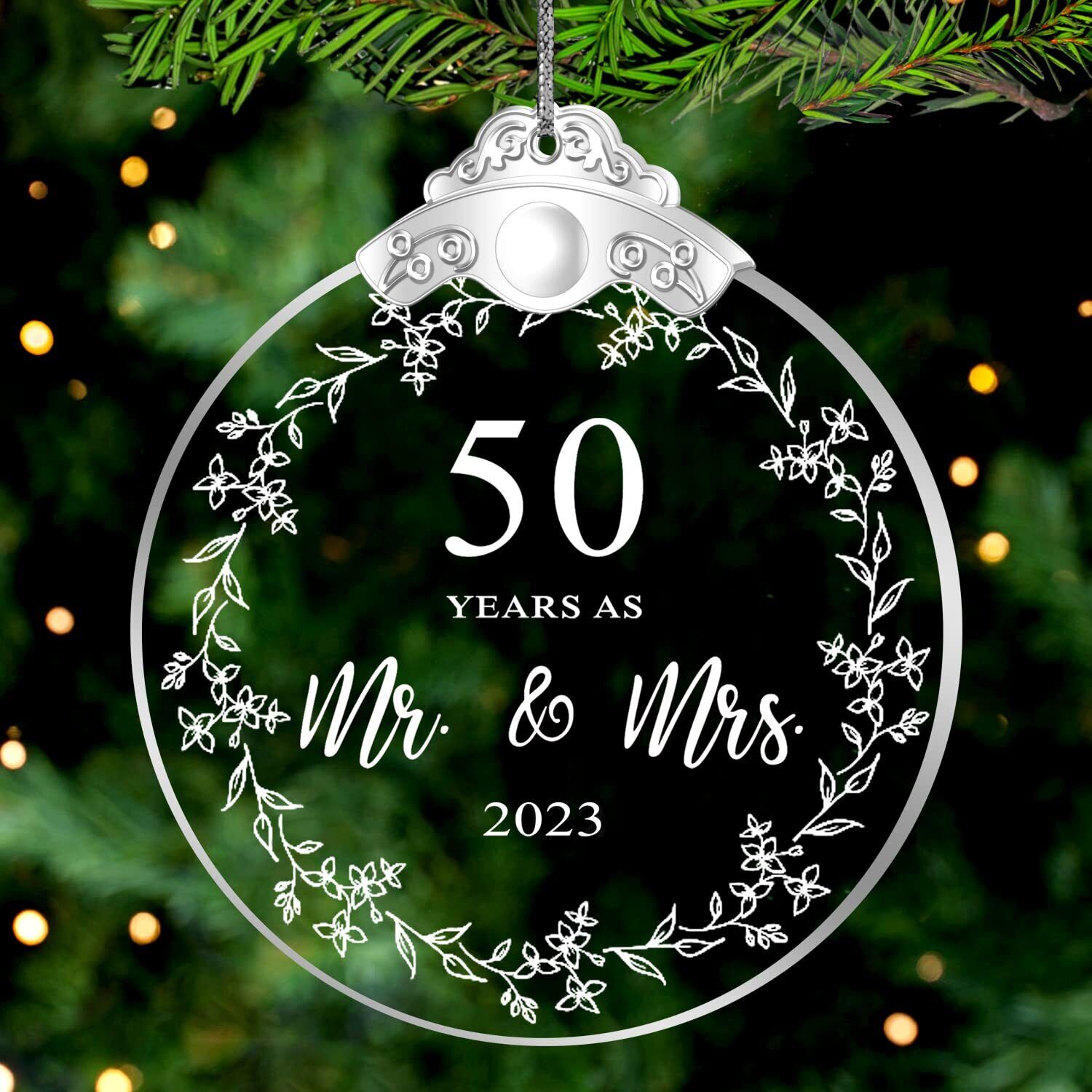 50 Years As Mr. & Mrs Christmas Glass Ornament 2023, 50th 50 Years Anniversary P