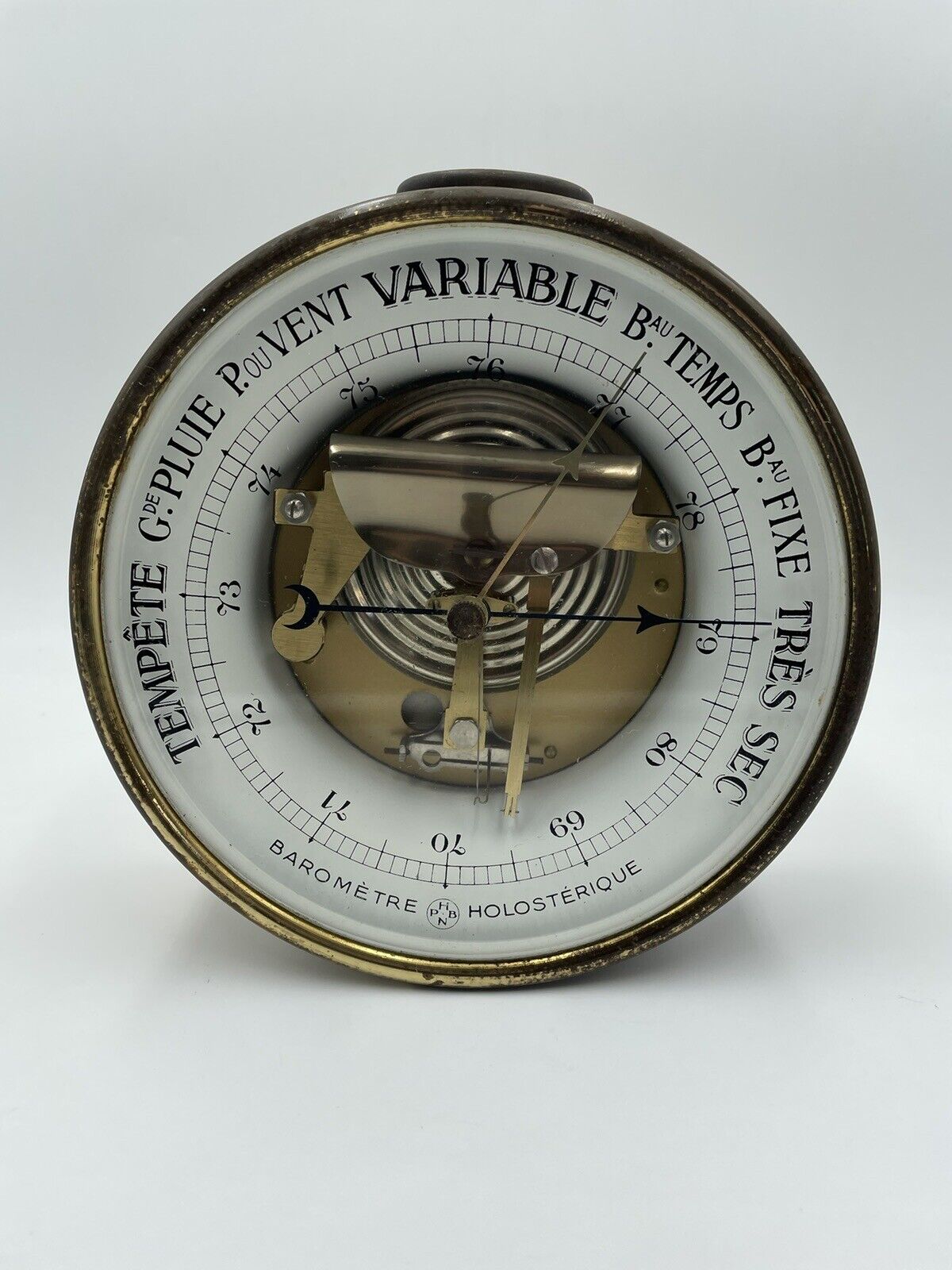 Vintage Holosteric PHBN Barometer - Golden Brass Meteorological Instrument