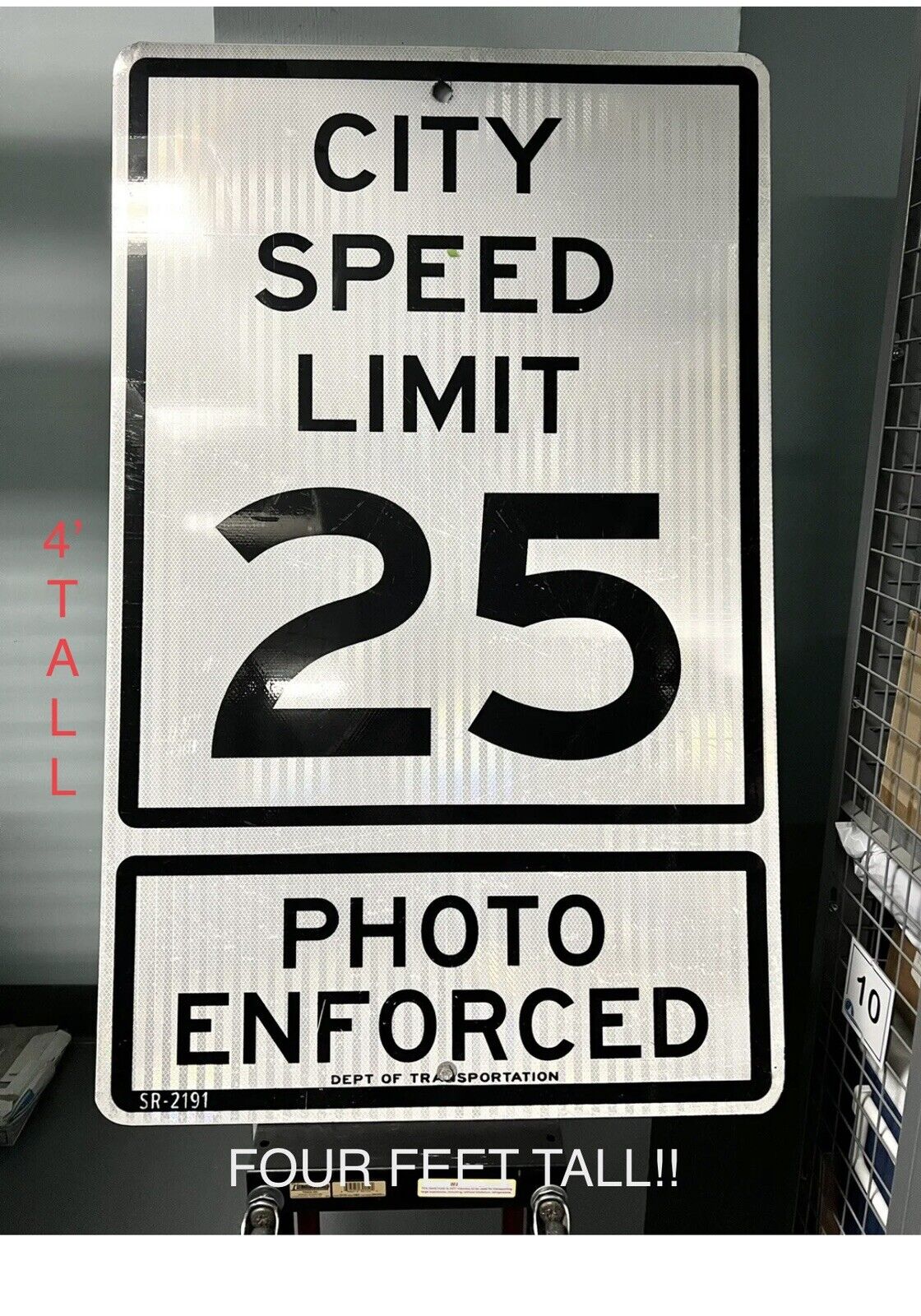 NYC STREET SIGN AUTHENTIC “CITY SPEED LIMIT-PHOTO ENFORCED” HUGE4’ TALL EX COND