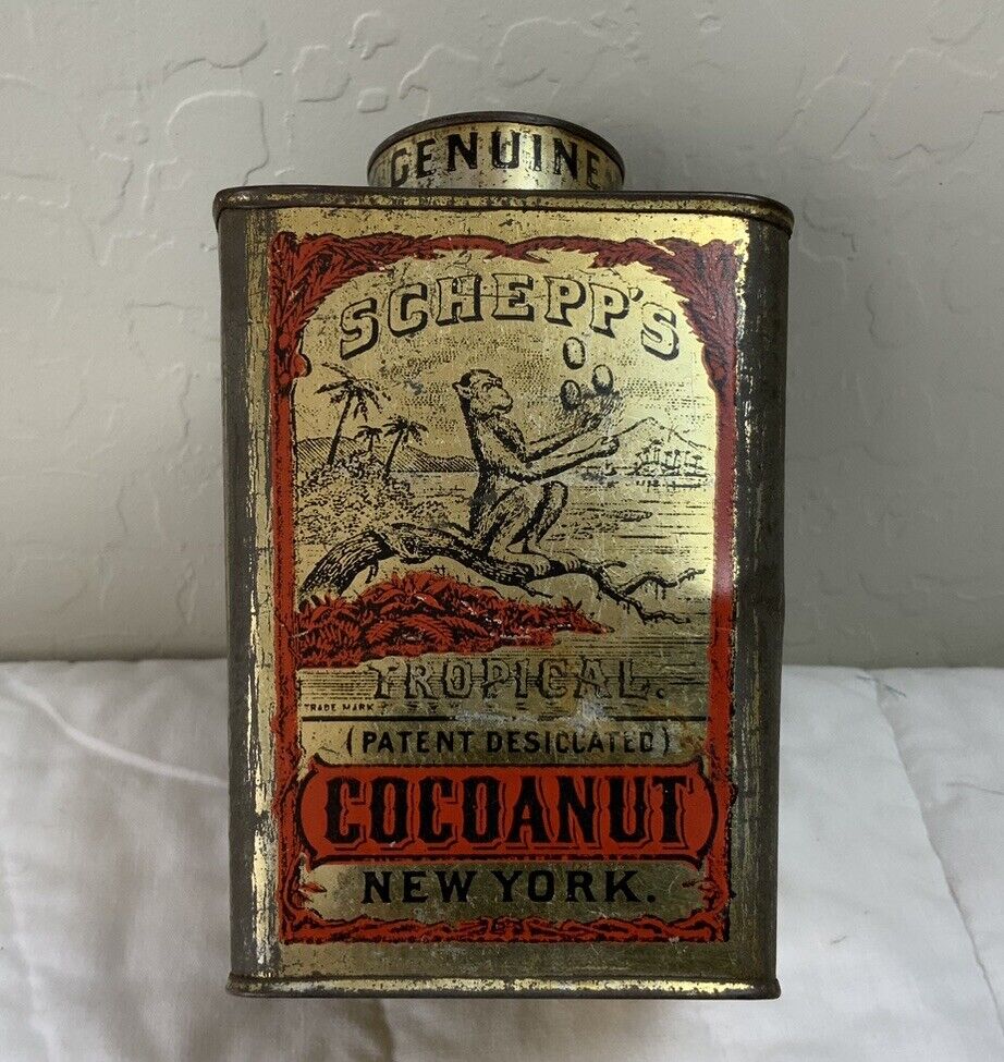 Antique Advertising Tin, Litho, Schepp’s Cocoanut, New York