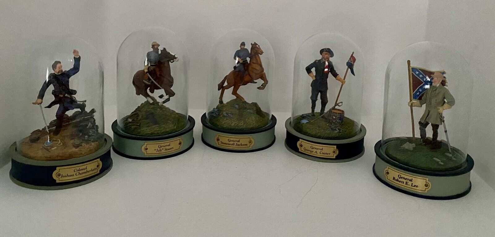Set of 5 Franklin Mint - Generals Lee, Custer, Stuart, Jackson, Col. Chamberlain