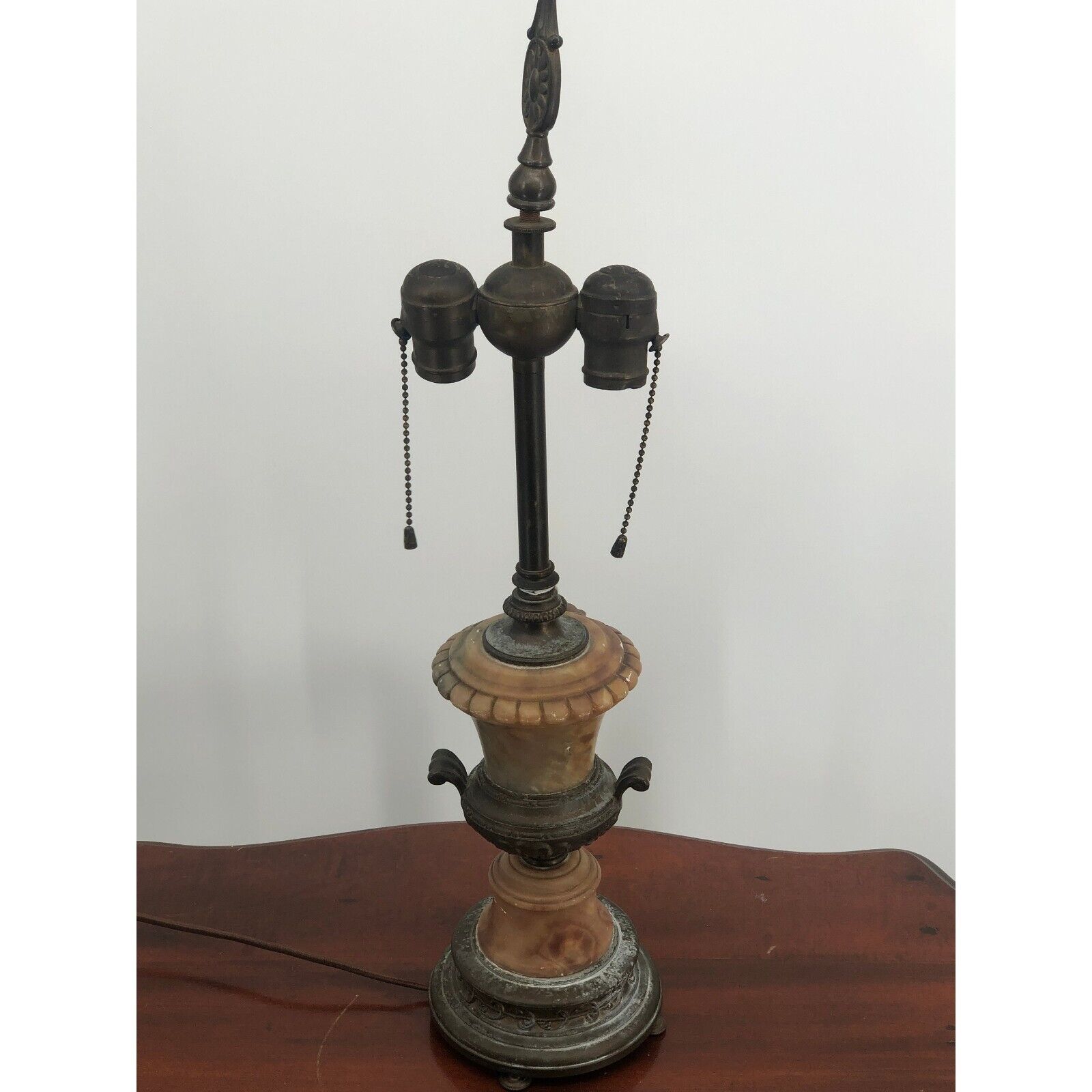 Antique Bronze and Rouge Marble Table Lamp