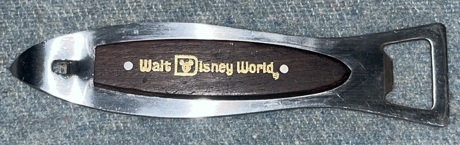 Vintage Walt Disney World Productions Wood Stainless Steel Bottle Opener Japan