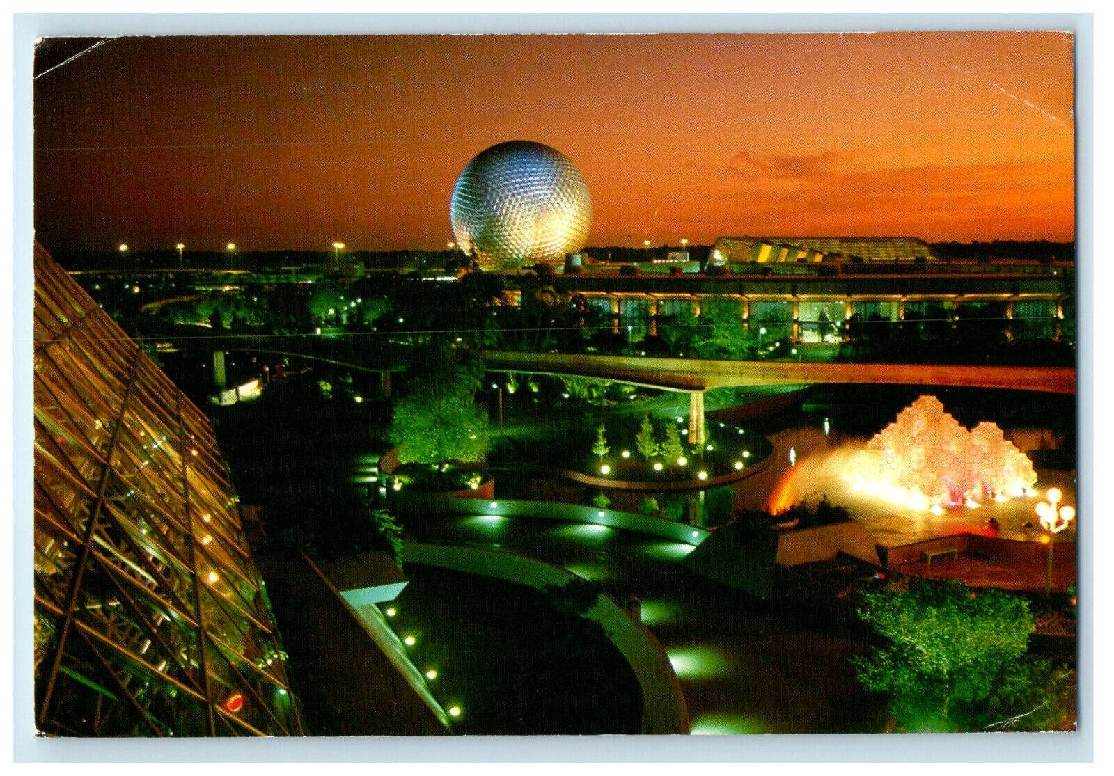 Night View, Epcot Center World Show Case Continental Size Unposted Postcard
