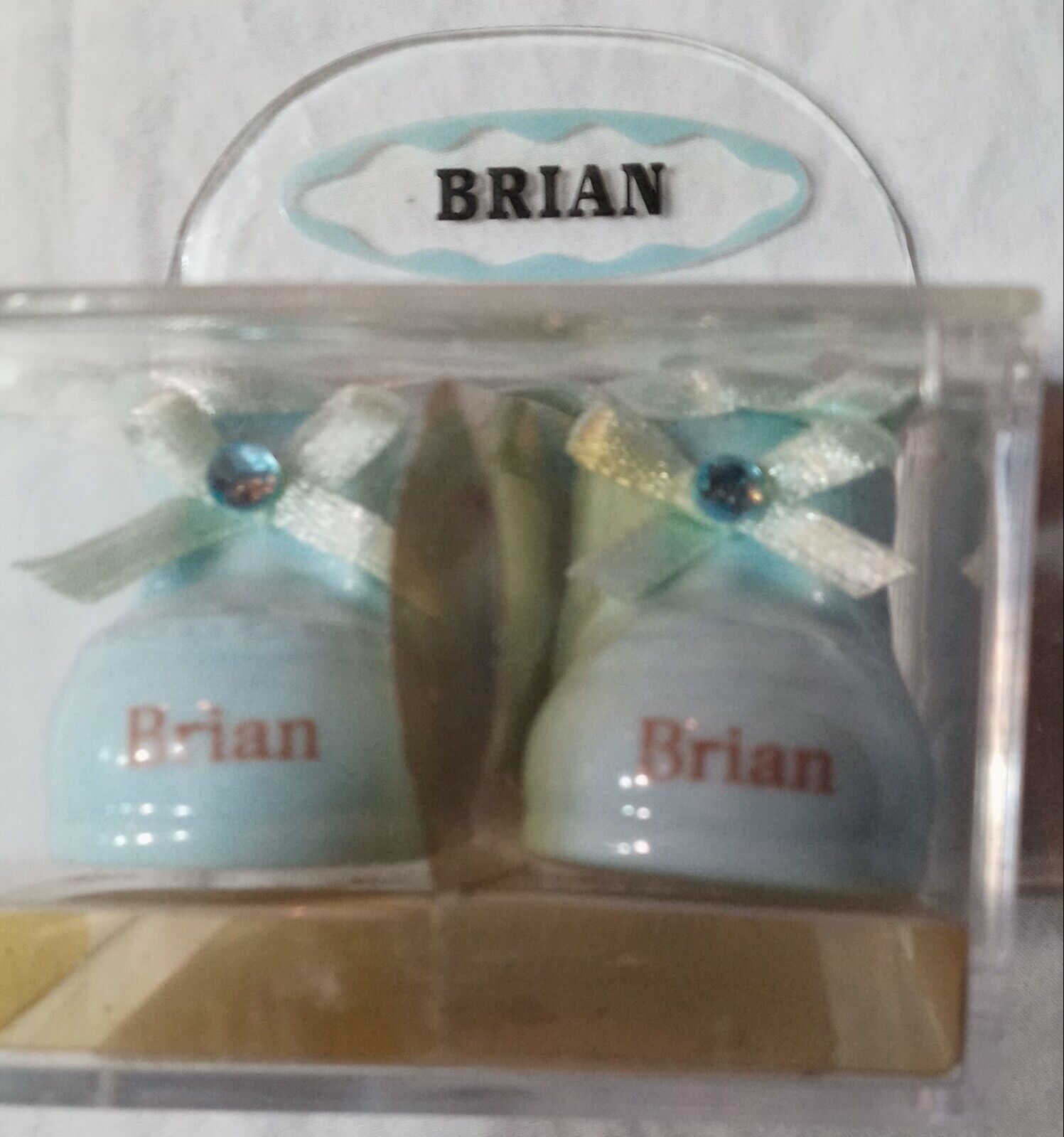 Baby Shoes  Russ Berrie Porcelain Blue New Mom Gift \