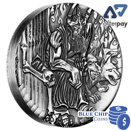 2014 $2 Tuvalu Gods Of Olympus Hades 2oz Silver Antiqued Coin 
