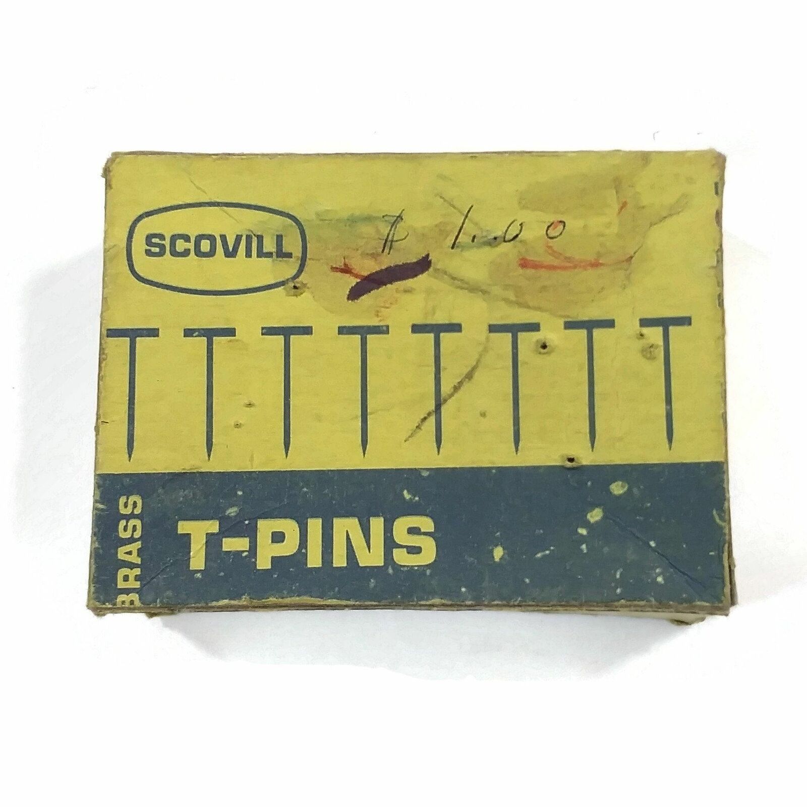 Rare Vintage Scovill Brass 100 T-Pins NO.24 1.5\