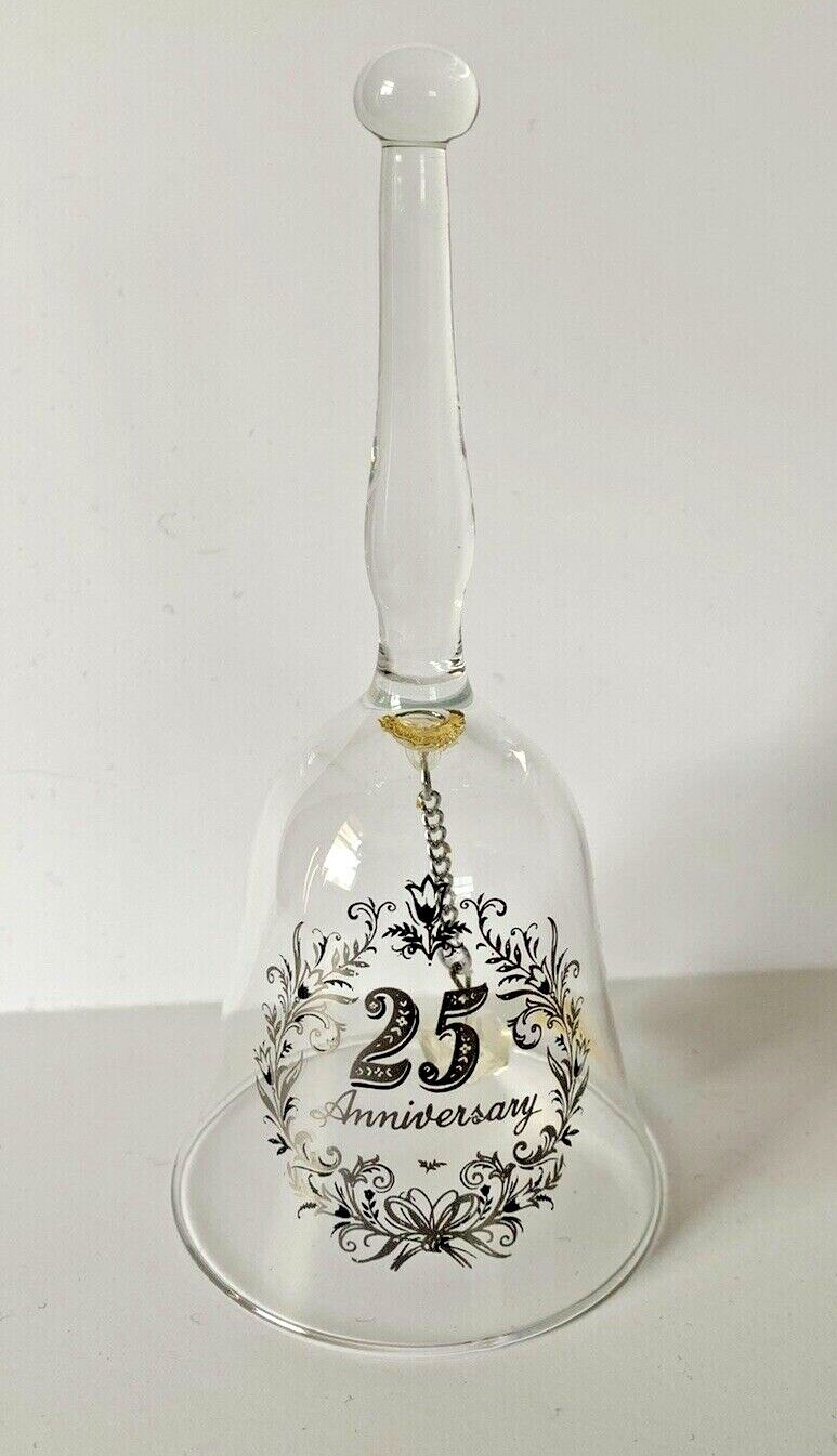 25th Anniversary Celebration Clear Glass Bell Viking Brand
